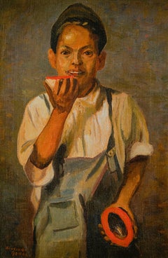 Portrait of Boy With Fruit