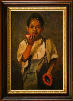 Portrait of Boy With Fruit