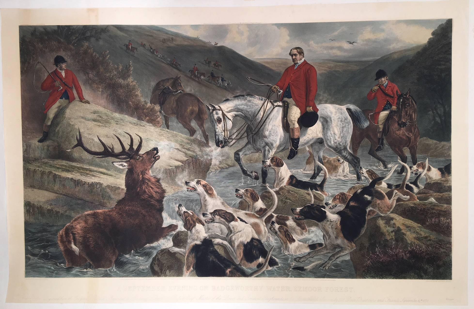 Elk Hunt in Exmoor Forest  - Print by Alfred Lucas