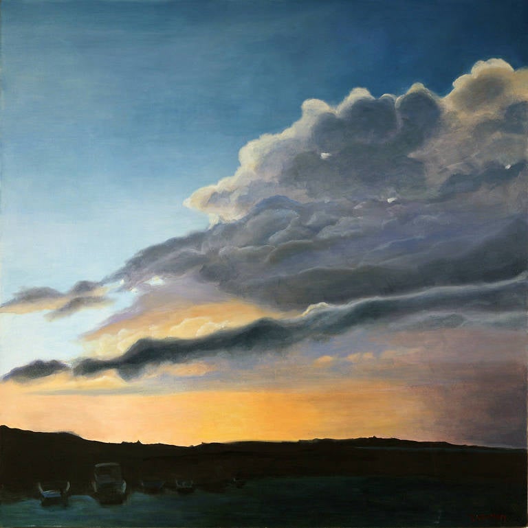 Rachel Newman Landscape Painting - Sunset in Rockport Harbor