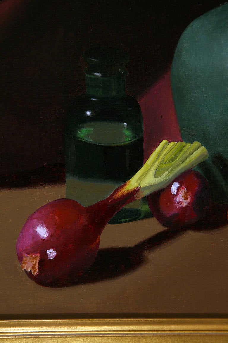 Still-life with Spanish Onions - Painting by Rachel Newman