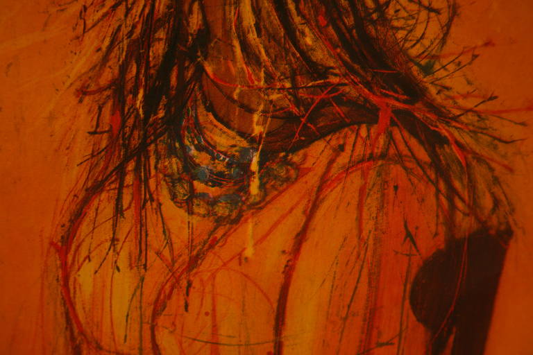 Sylvie - Orange Portrait Print by Jean Carzou