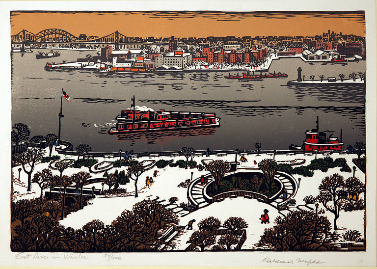 Woldemar Neufeld Landscape Print - East River in Winter