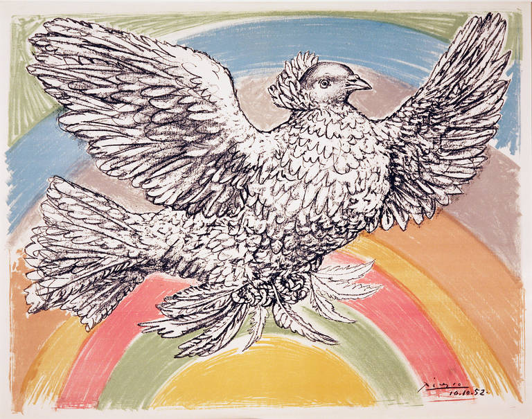Pablo Picasso Animal Print - The Rainbow Dove of Peace