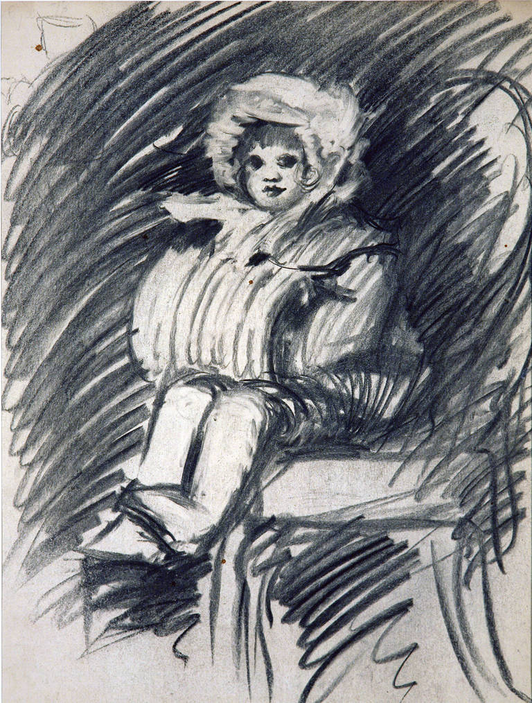 Henry Ives Cobb, Jr. Portrait - Young Girl with Muff and Winter Hat