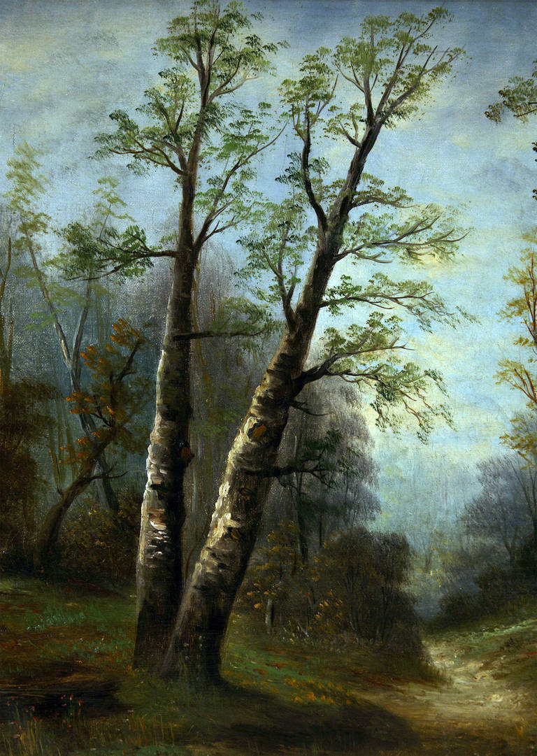 Peinture de paysage de G. Wyatt - Marron Landscape Painting par Unknown