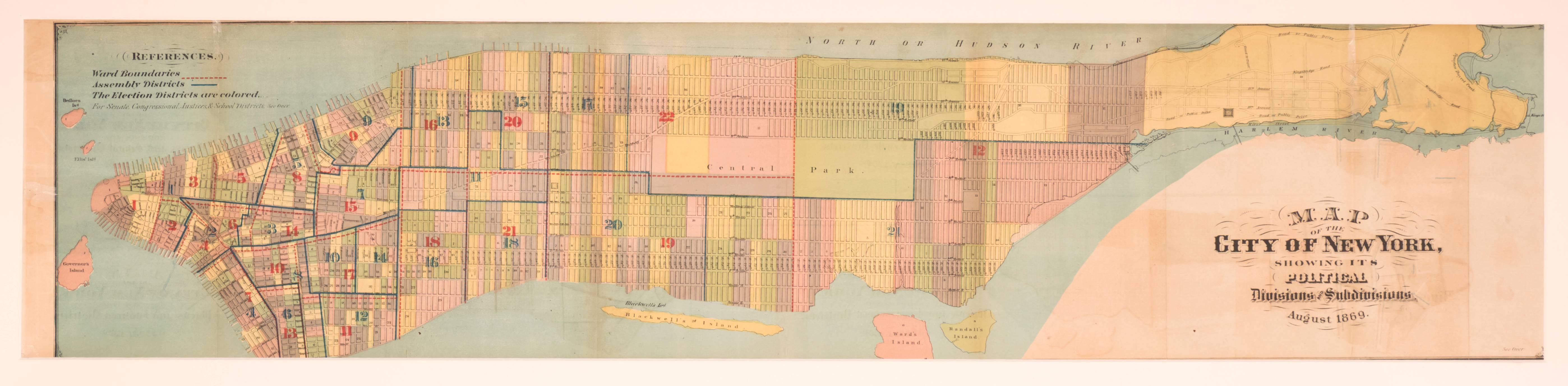 Historic Plan of New York City Showing Political, Legal, School Districts  - Realist Print by Unknown