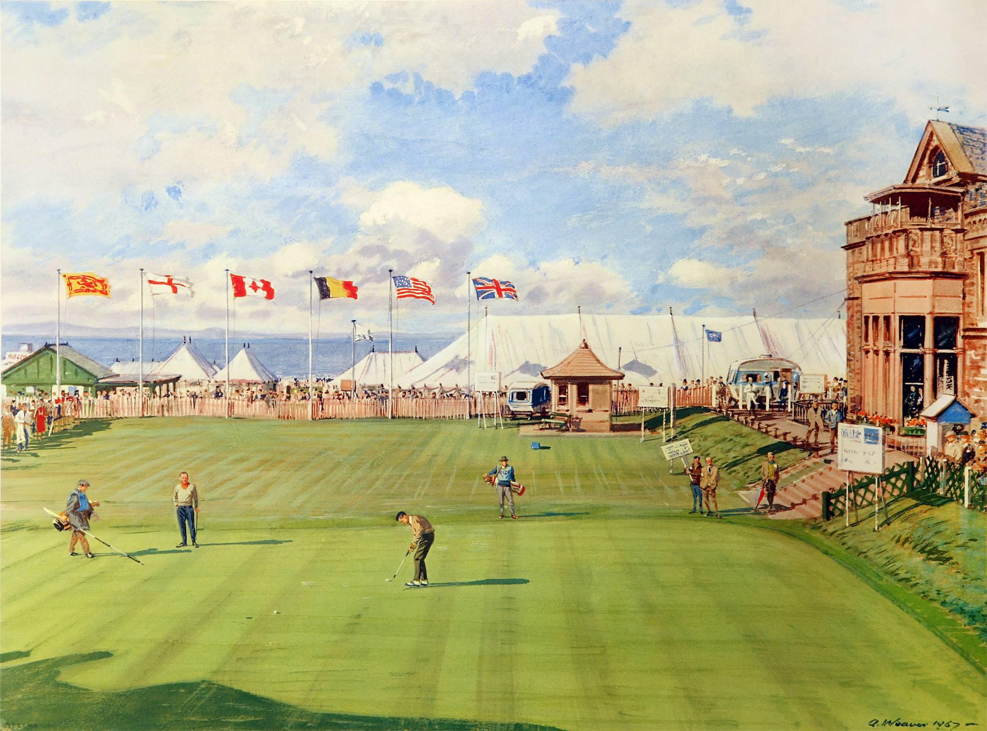 18th Green Royal & Ancient Alcan Golf Tournament 1967 - Print by Arthur Weaver