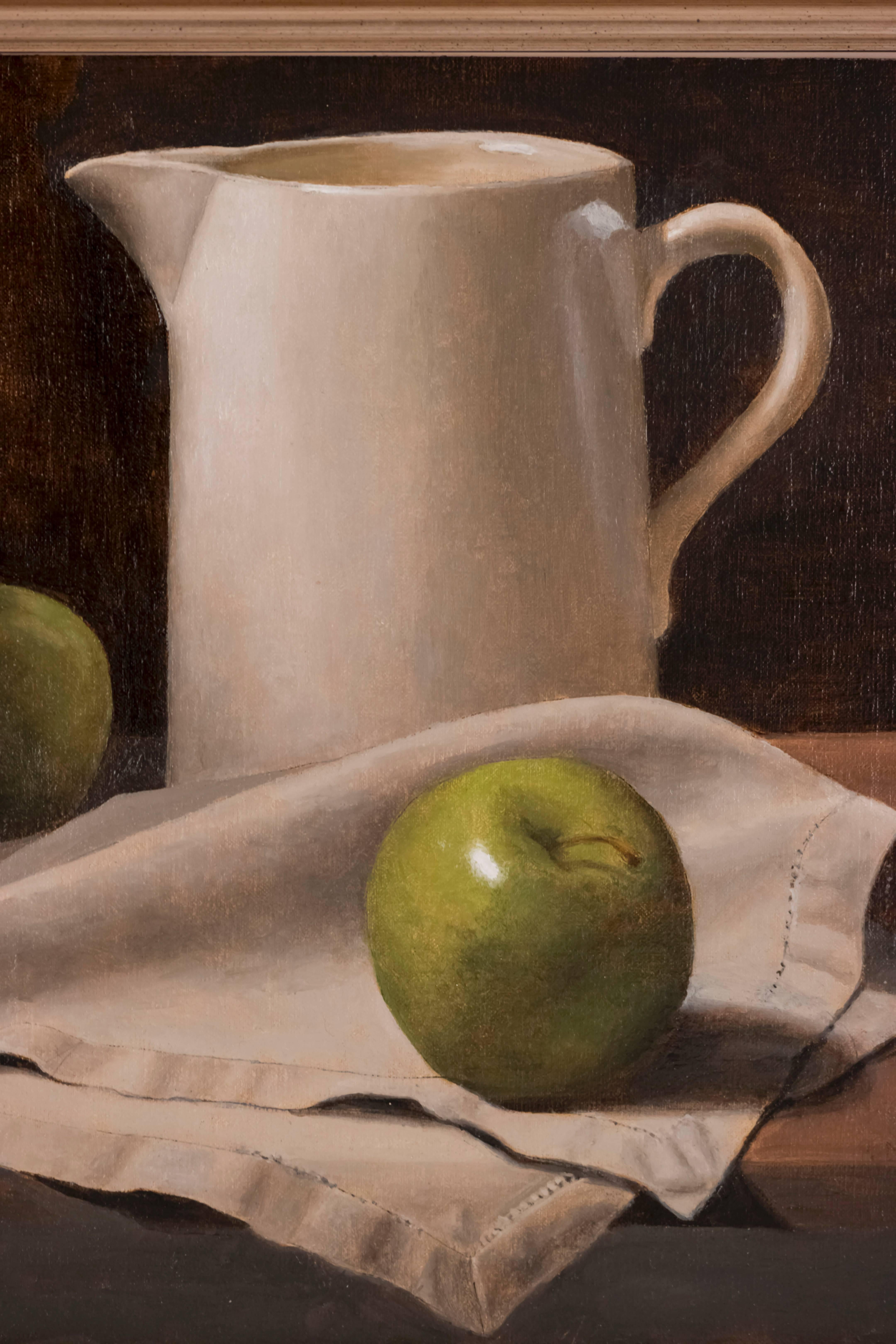 still life with apples and pitcher