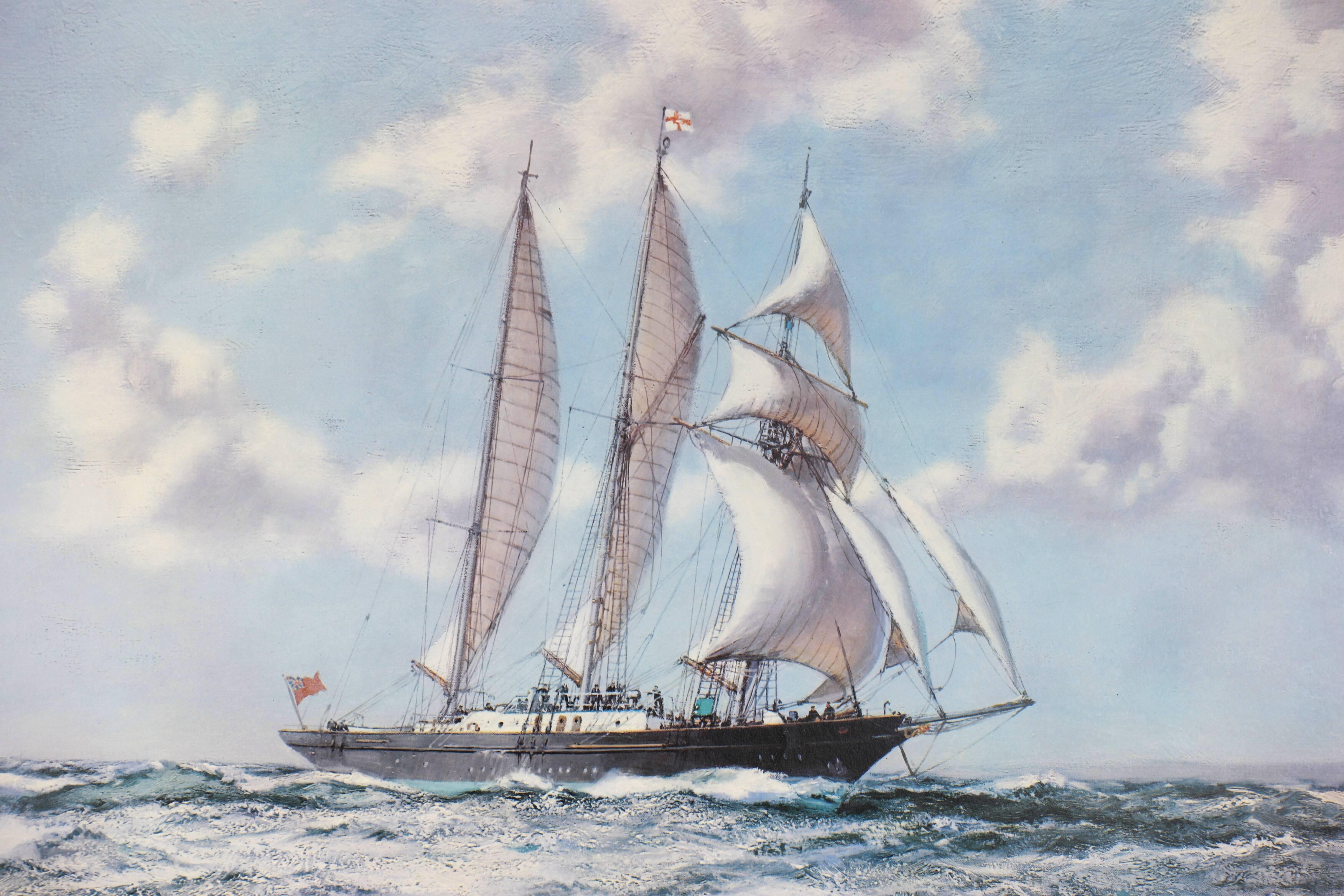 In Full Sail, The Training Ship Sir Winston Churchill - Print by Montague Dawson