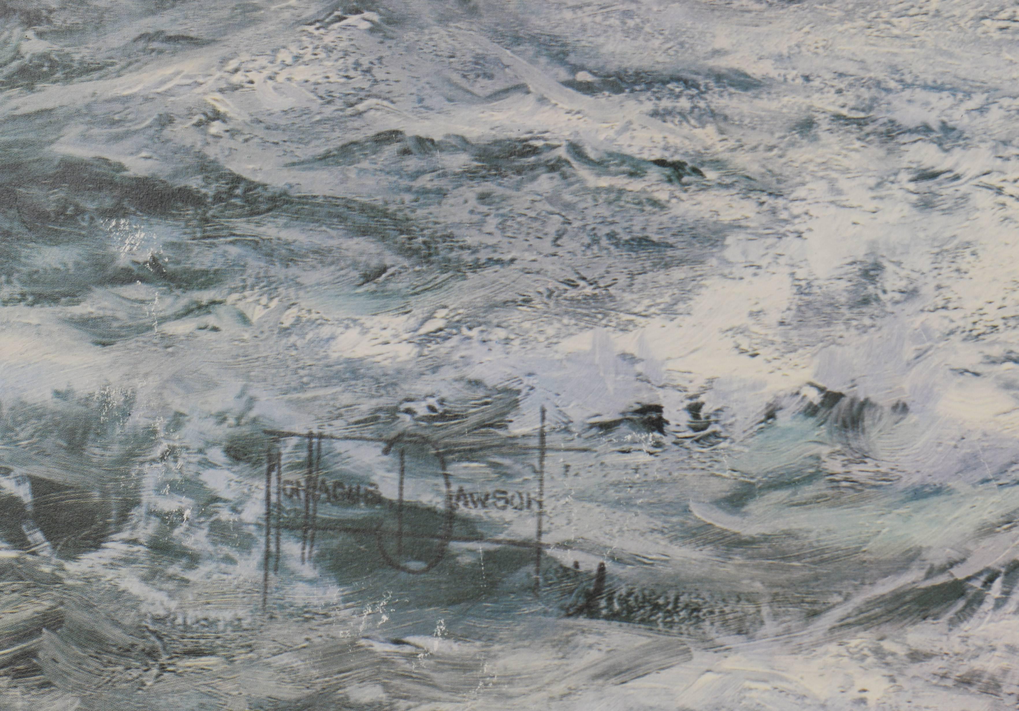 En pleine voile, le navire de formation de Sir Winston Churchill - Gris Landscape Print par Montague Dawson