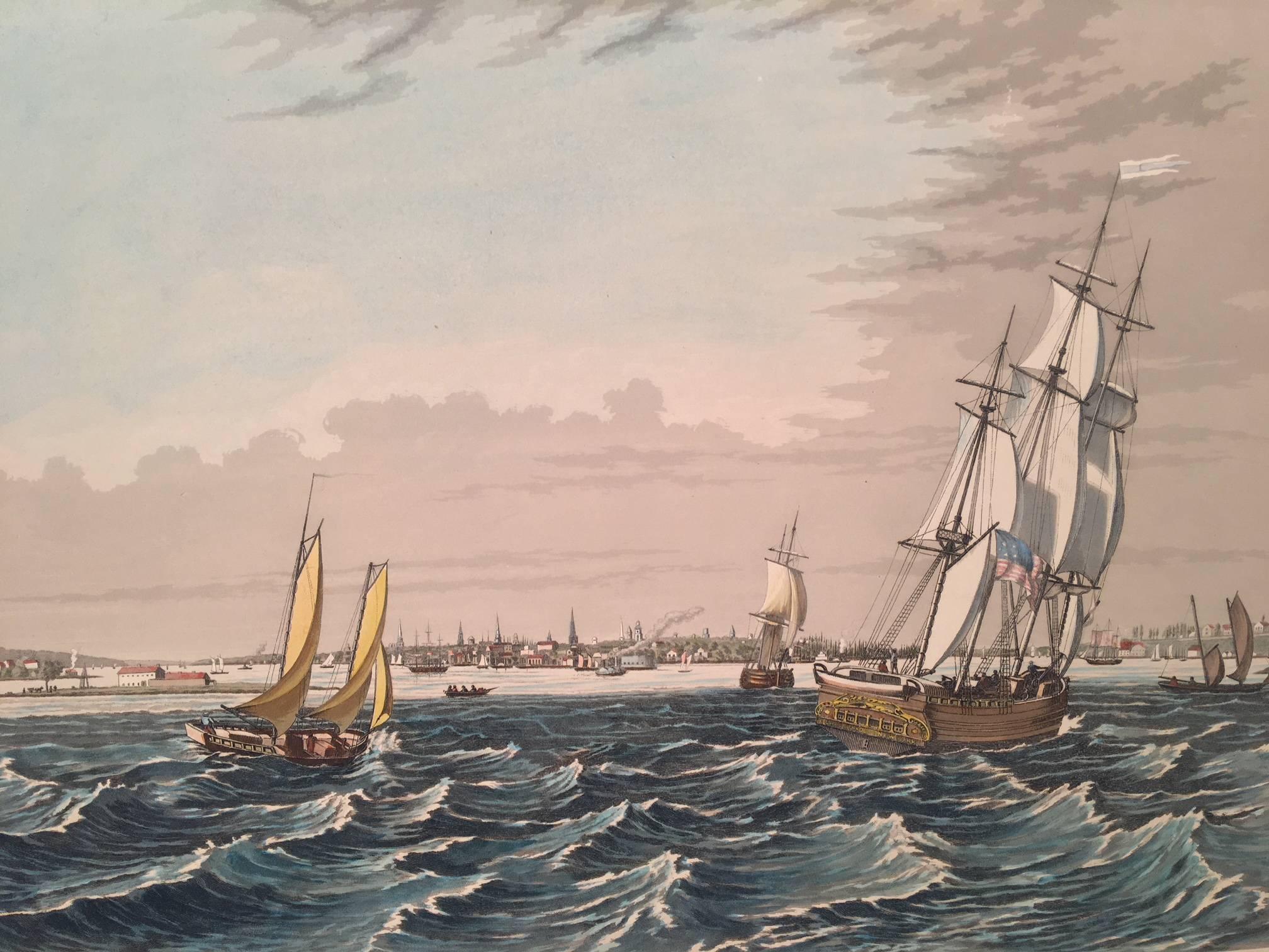 New York: 1835 From the Bay near Bedlows Island - Print by Raoul Varin
