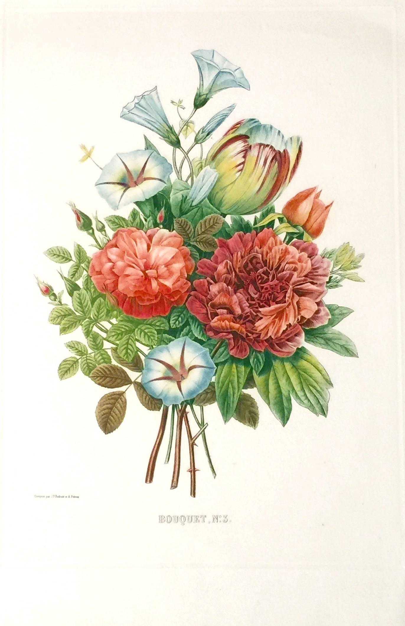 Pierre-Joseph Redouté Still-Life Print - Bouquet, No 3