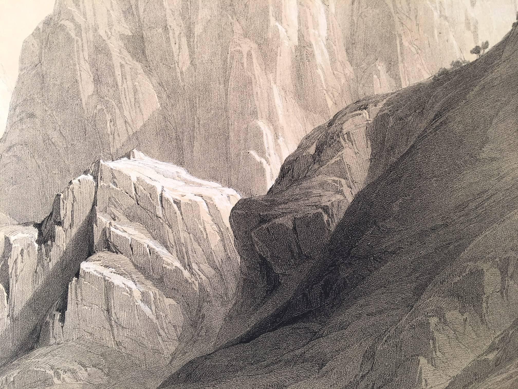 Ascent of the Lower Range of Sinai - Beige Landscape Print by David Roberts