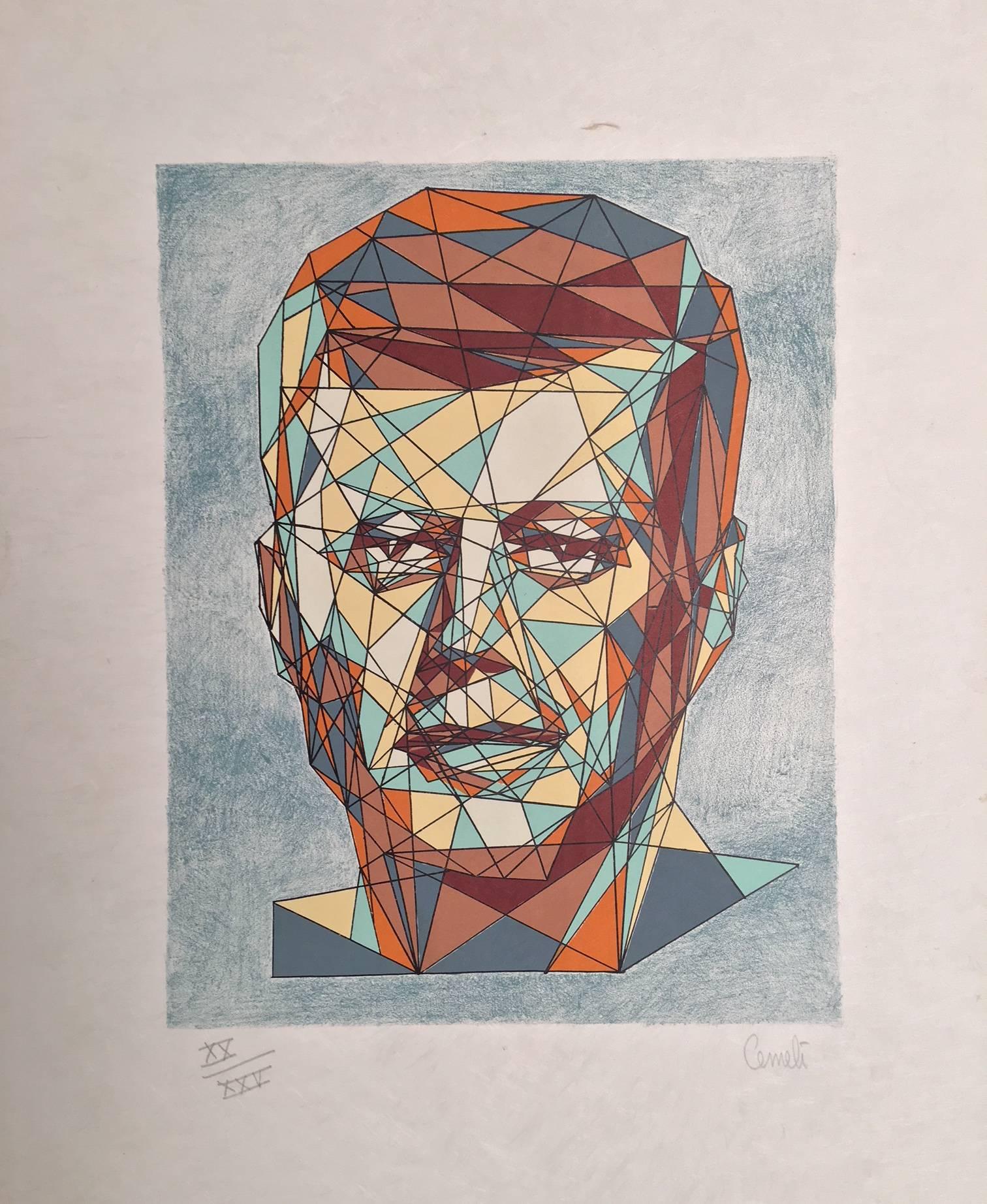 Unknown Portrait Print - John F. Kennedy Cubist Portrait