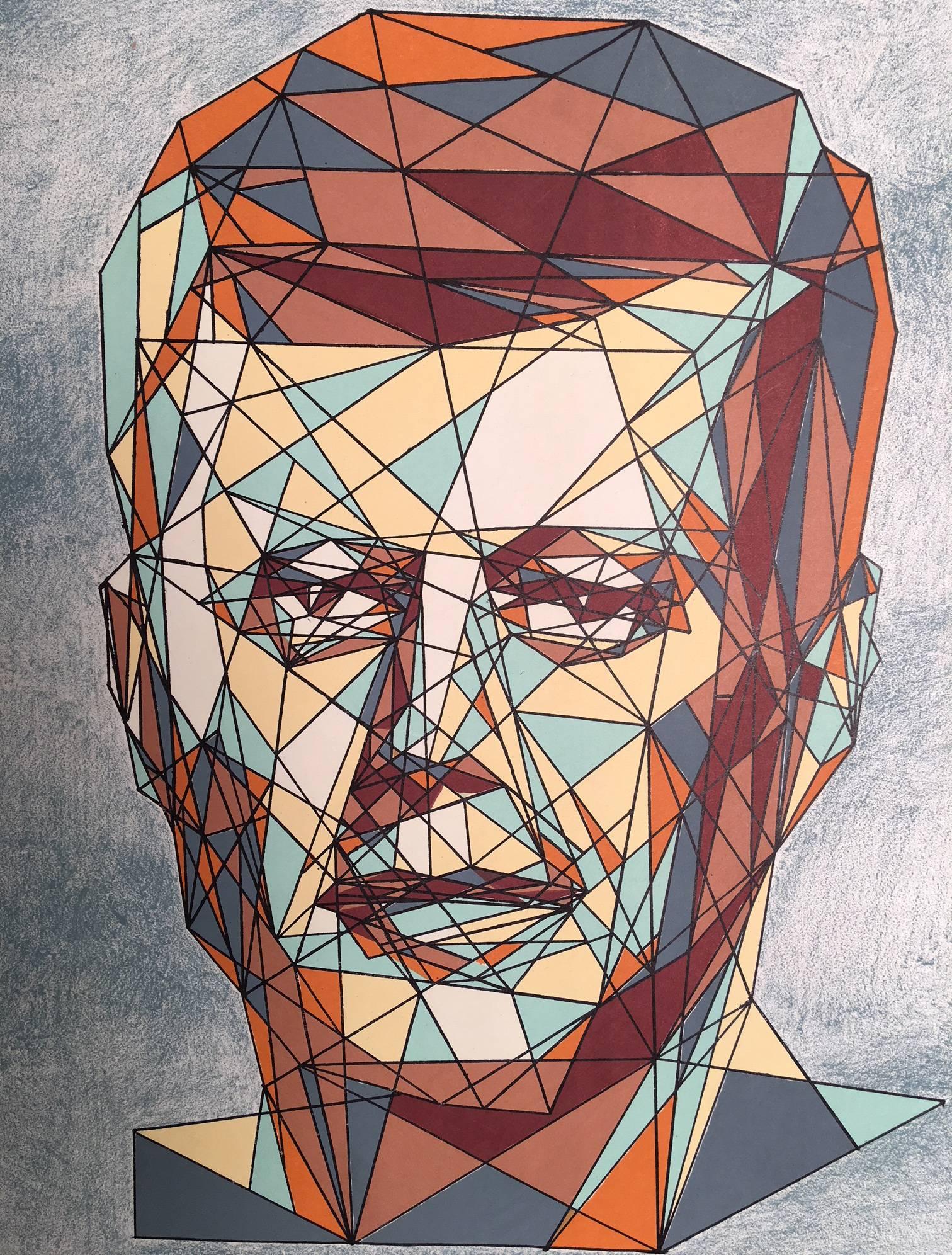 John F. Kennedy Cubist Portrait - Print by Unknown