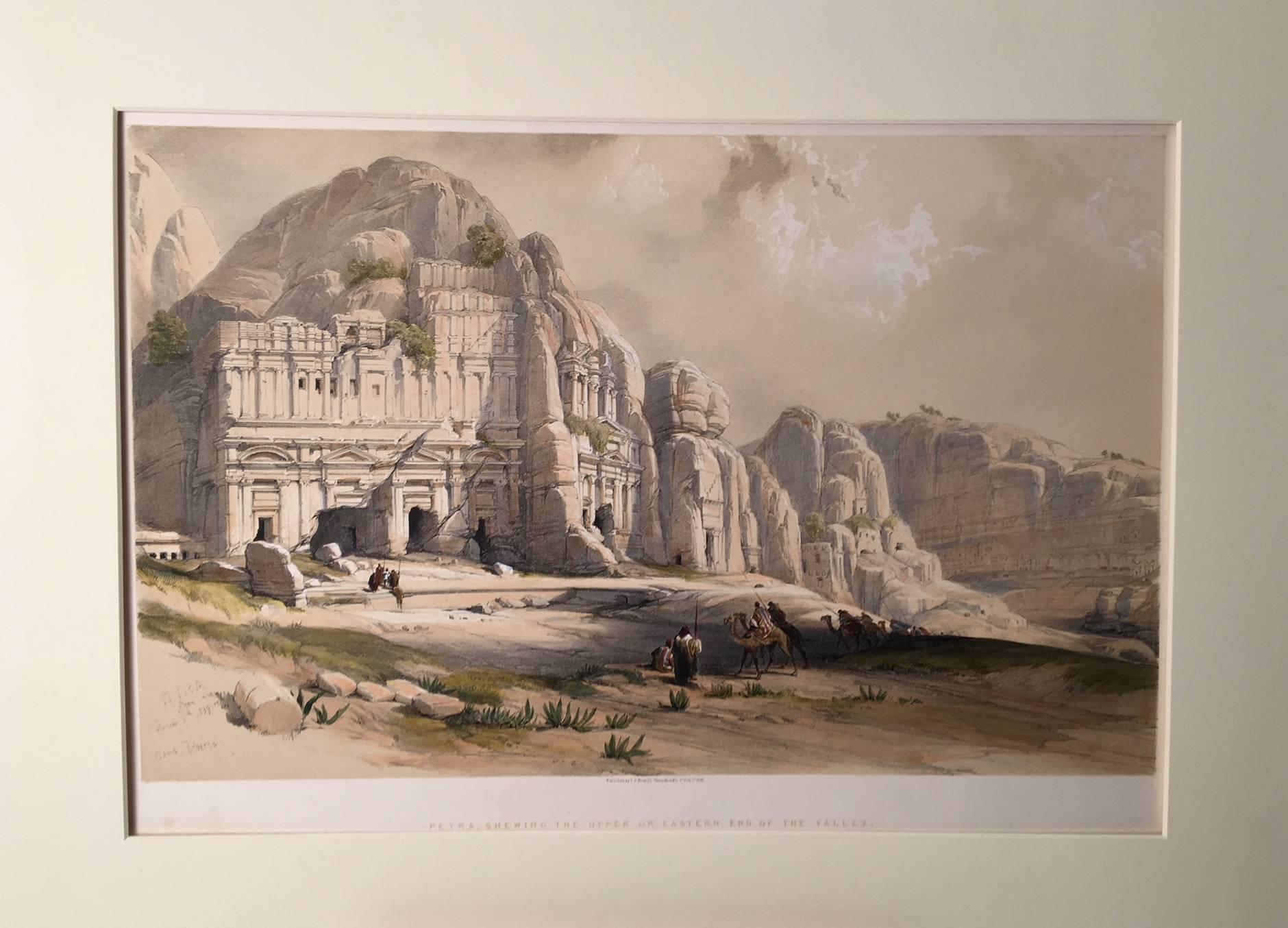 Petra Shewing the Upper or Eastern End of the Valley - Print by David Roberts