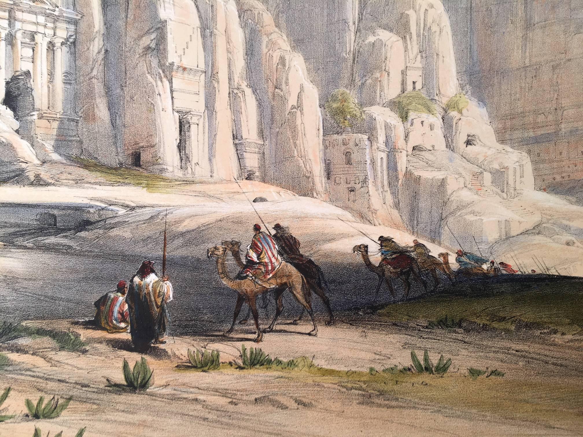 Petra Shewing the Upper or Eastern End of the Valley - Realist Print by David Roberts