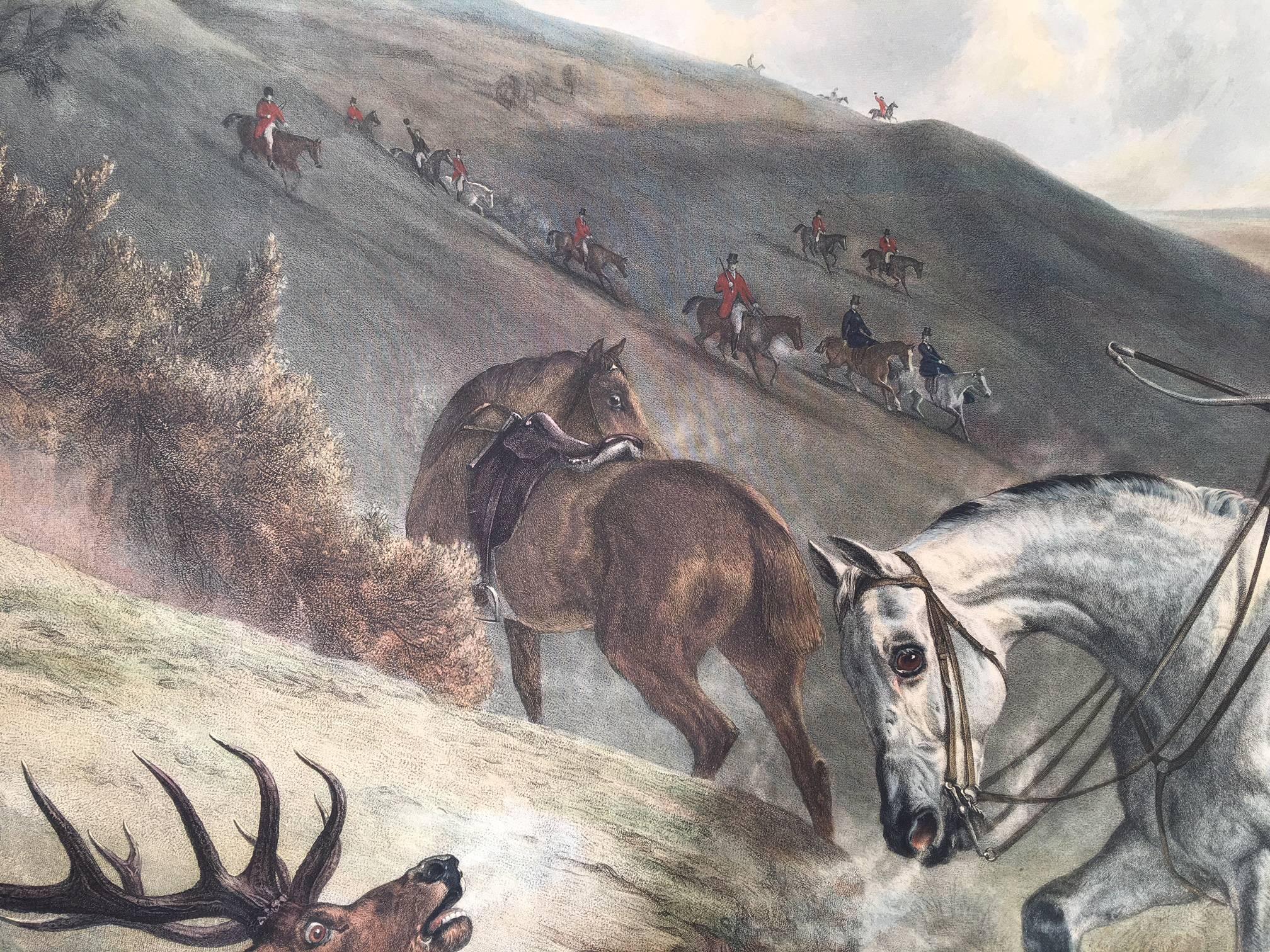 Elk Hunt in Exmoor Forest  - Realist Print by Alfred Lucas