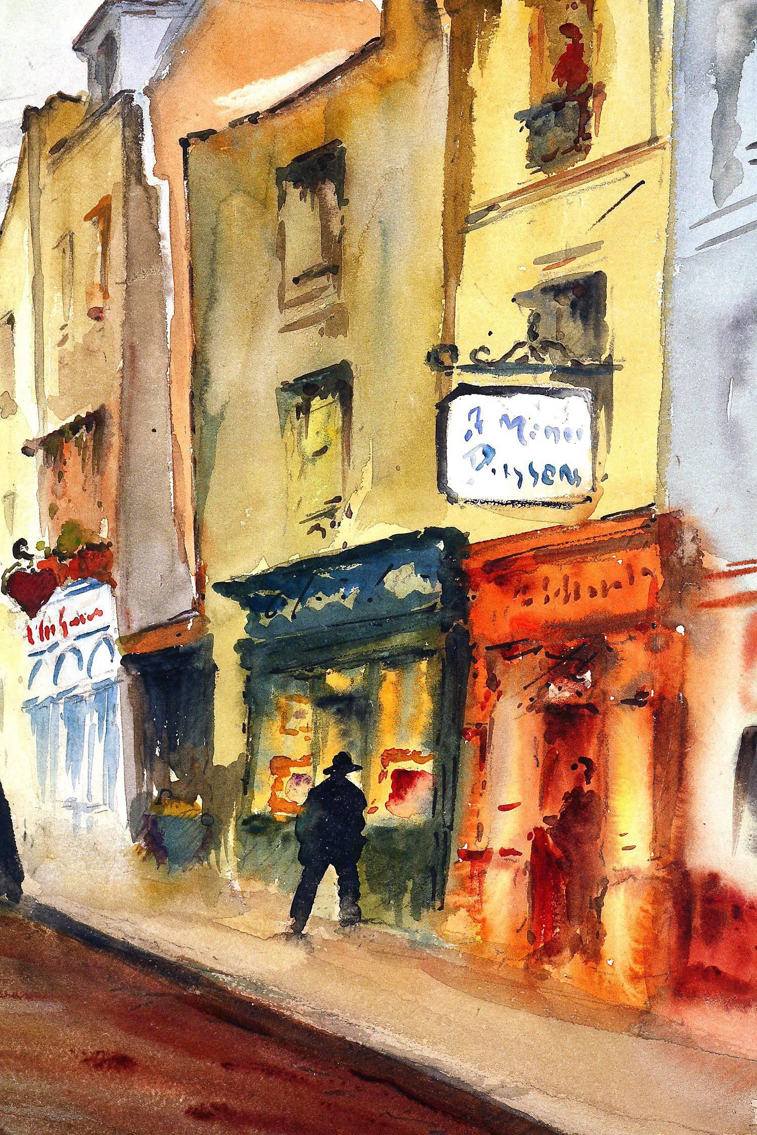 Montmartre Paris Street Scene  - Art by Fernand Guignier