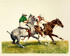 Polo Riders in Duel for the Ball