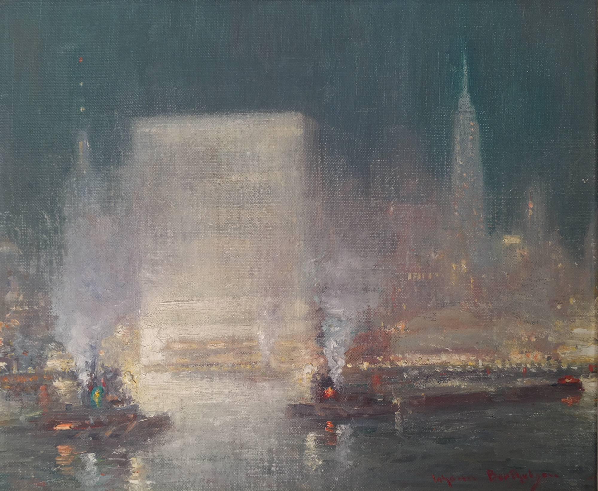 United Nations from the East River - Painting by Johann Berthelsen