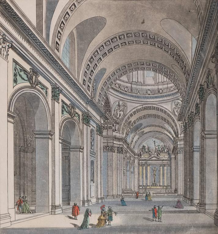 Interior of the Church of the Sorbonne, Paris - Print by Durand