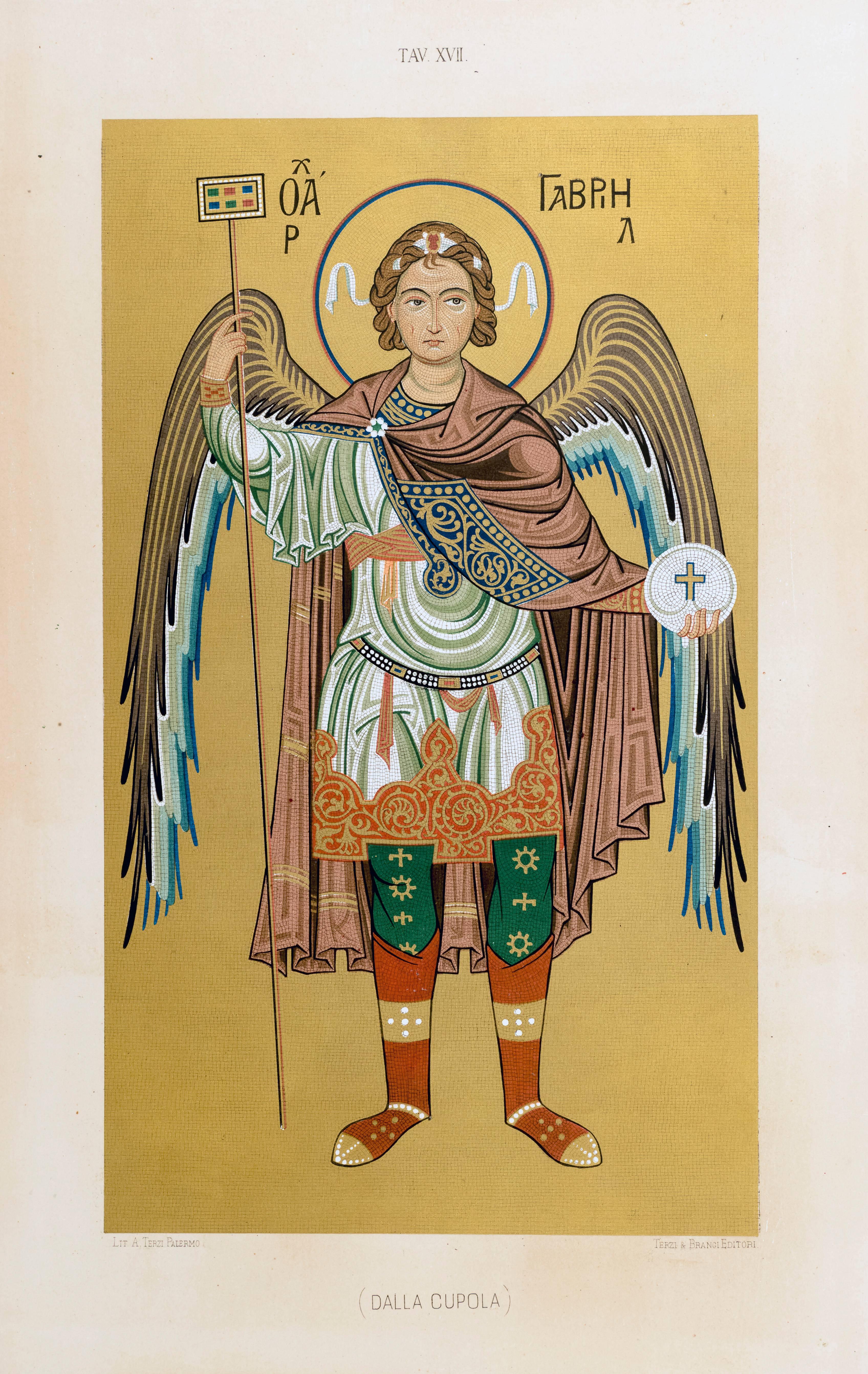 Unknown Figurative Print - Byzantine Mosaic Angel Litho