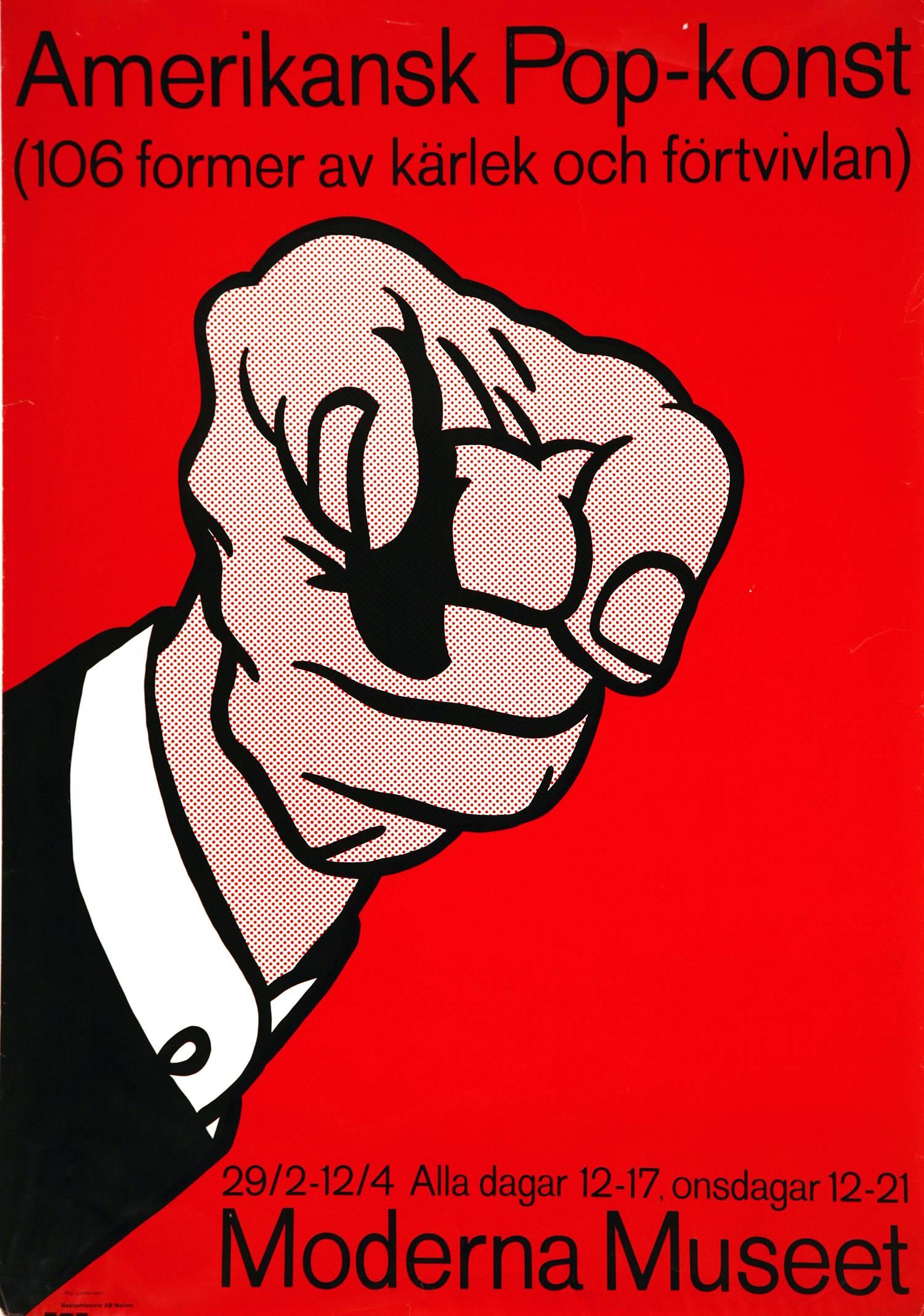 Roy Lichtenstein Figurative Print - "Amerikansk Pop-Konst" Exhibit Poster