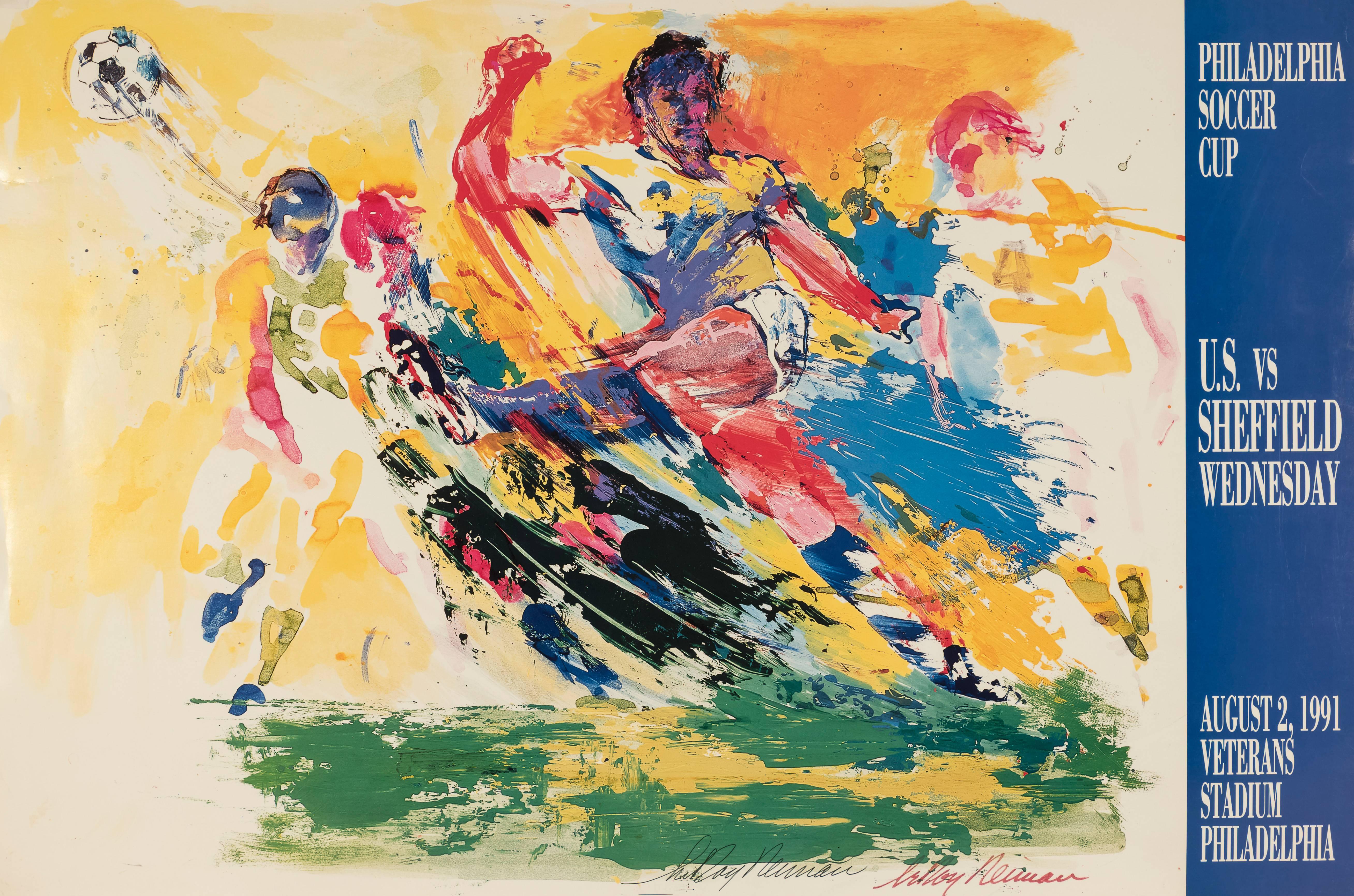 Leroy Neiman Figurative Print - 1991 Philadelphia Soccer Cup Poster