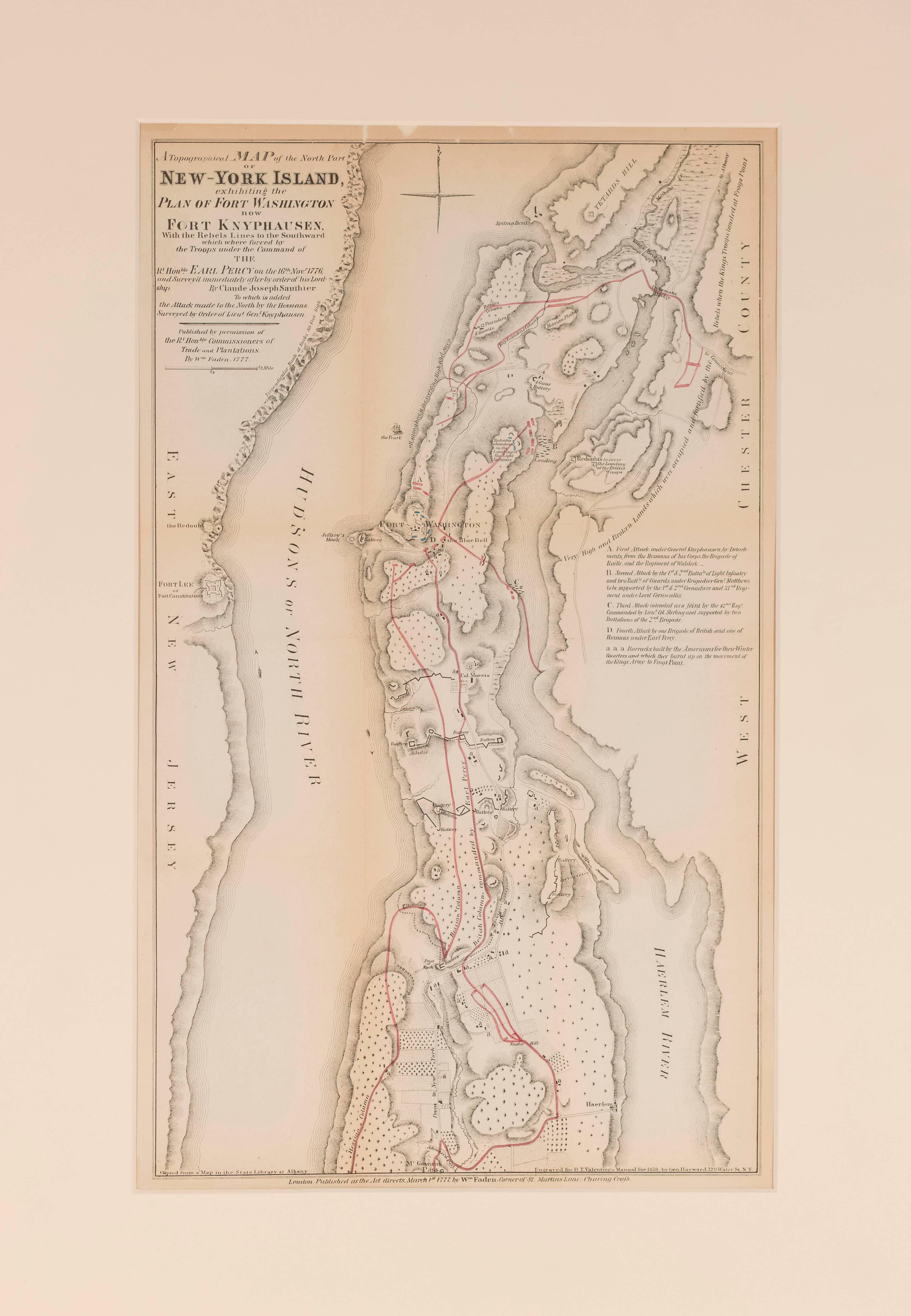 Historic British Map of Fort Washington  - Print by William Faden