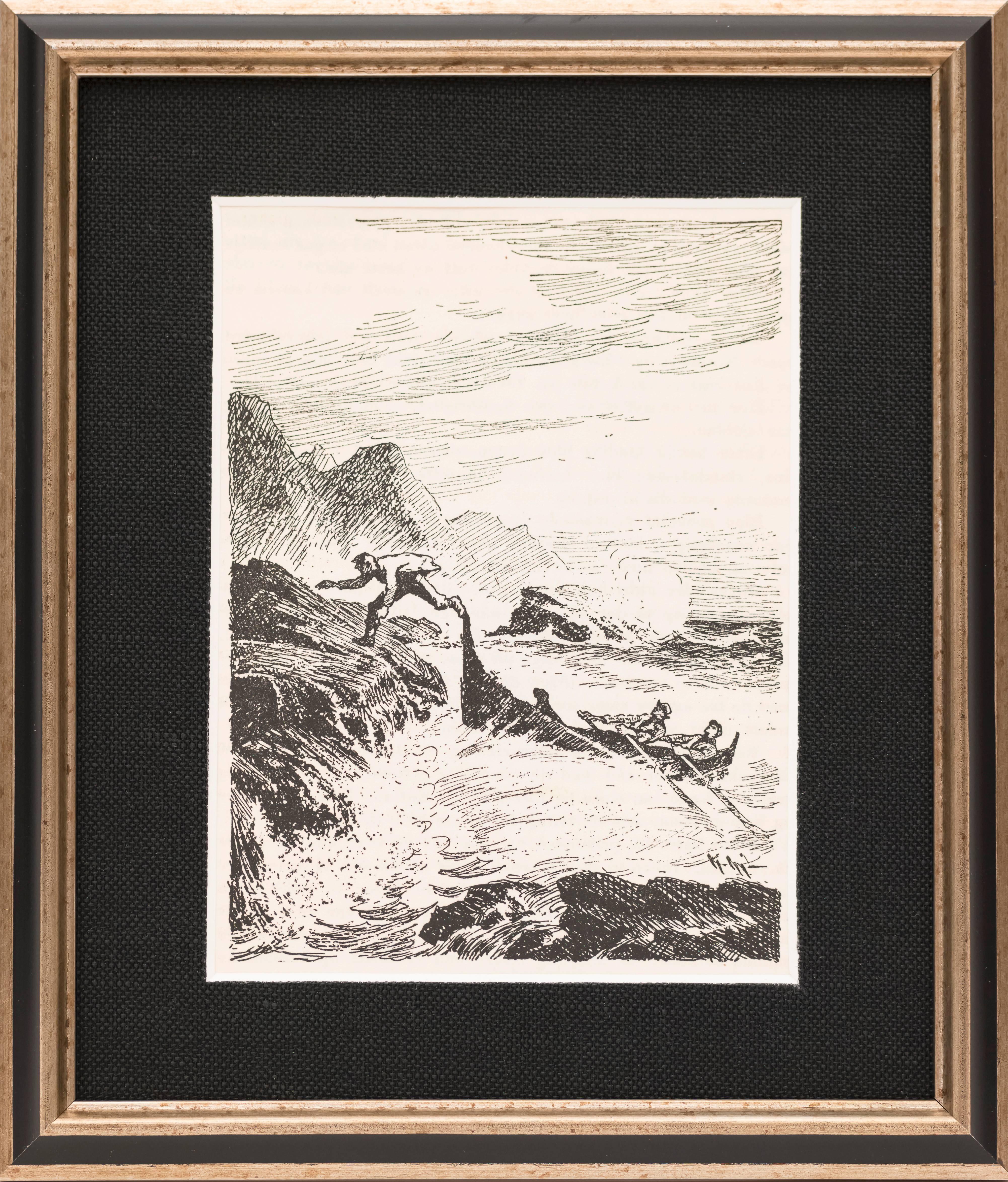 Unknown Landscape Print - Canoeing in the Rapids