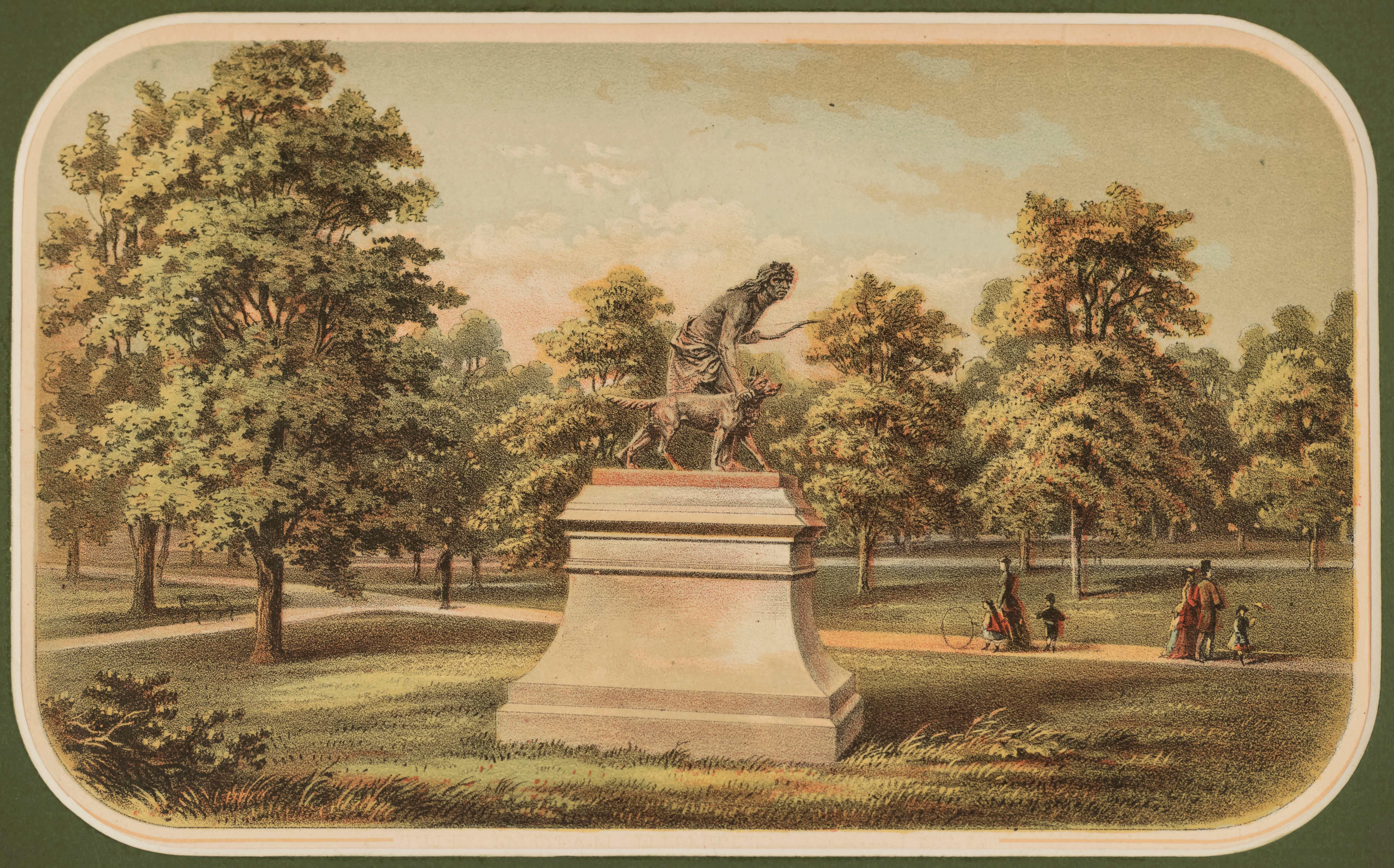Central Park Statue of Indian Hunter with Dog - Print by Unknown