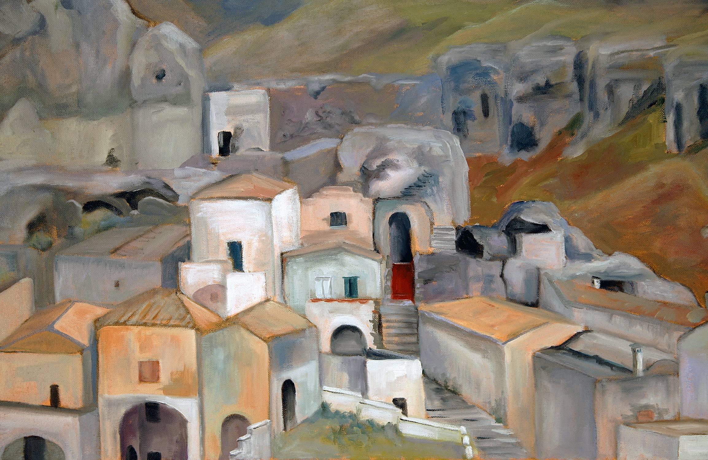 Matera in Puglia - Painting by Rachel Newman