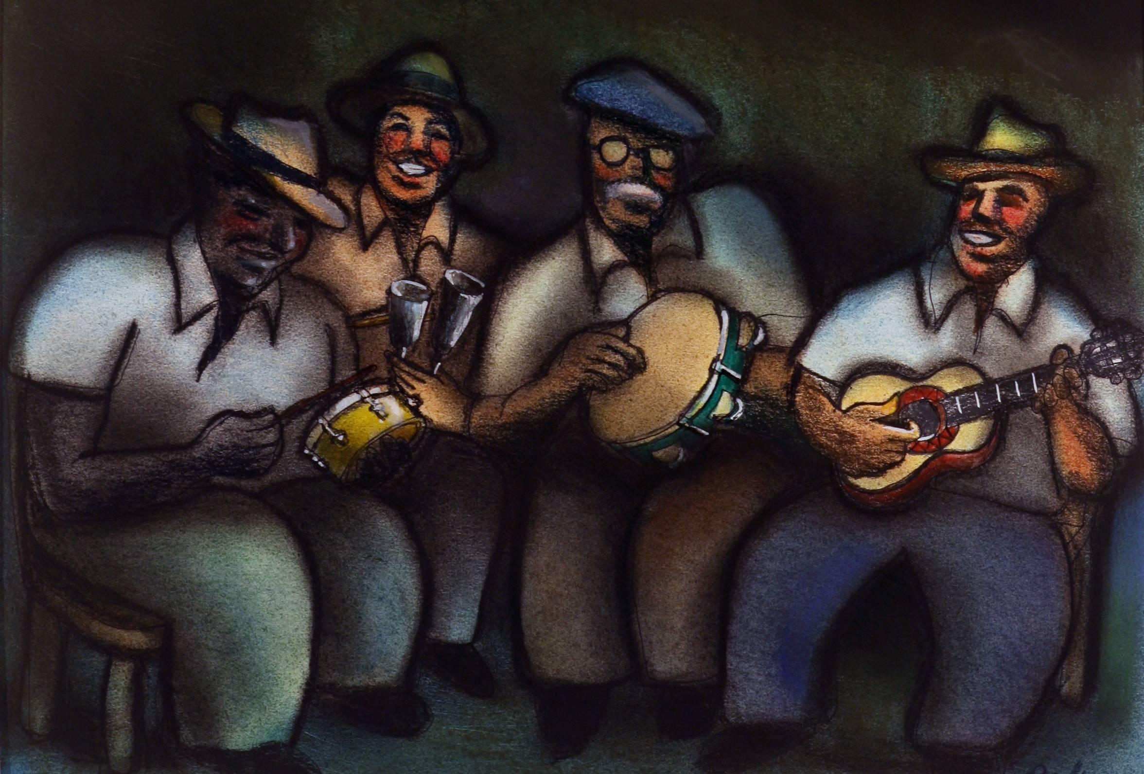 Cuban Street Musicians Moonlight Serenade - Art by Unknown