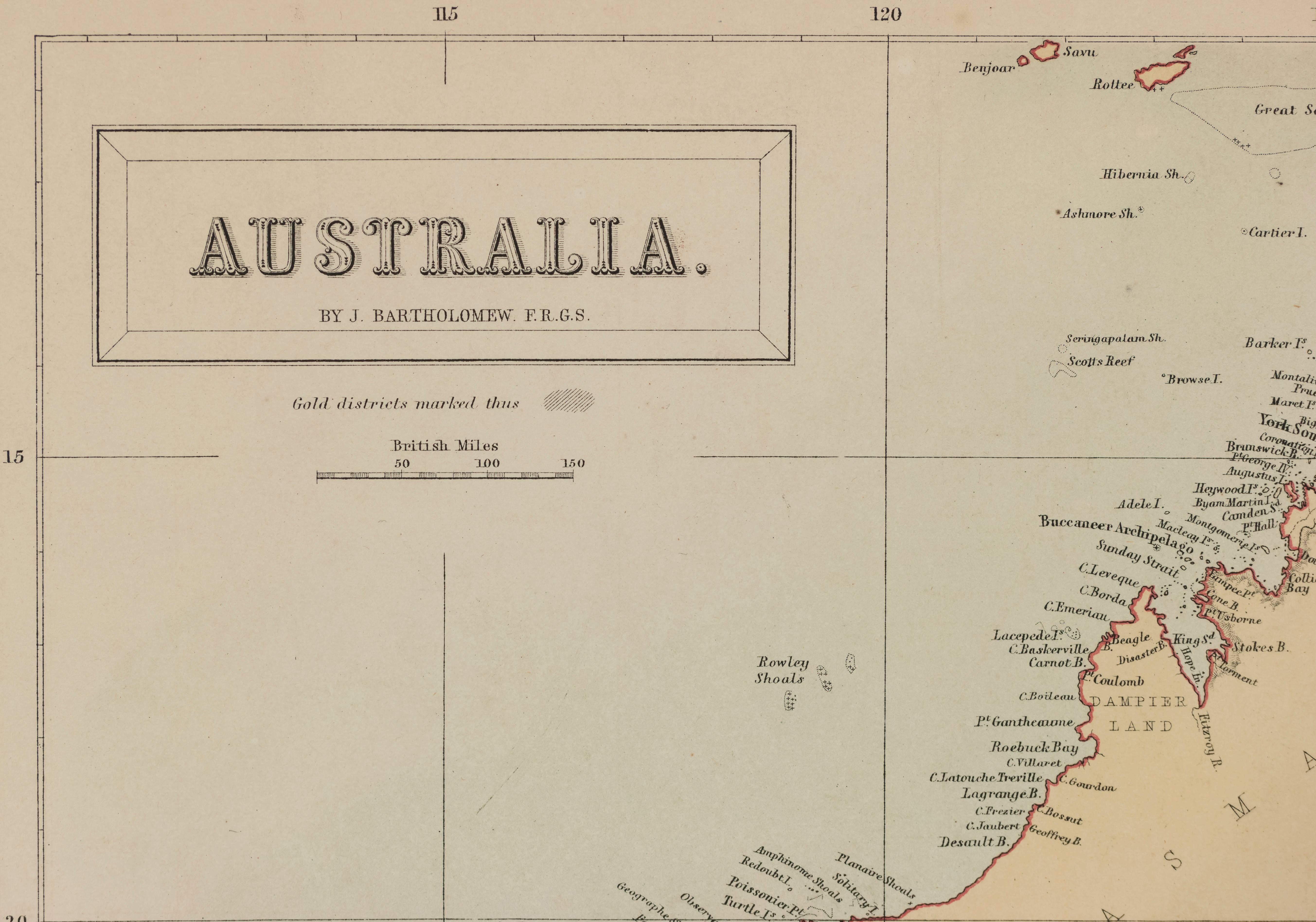 Map of Australia by J. Bartholomew - Print by Unknown