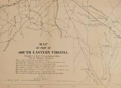 Rare Civil War Map of Part of South Eastern Virginia