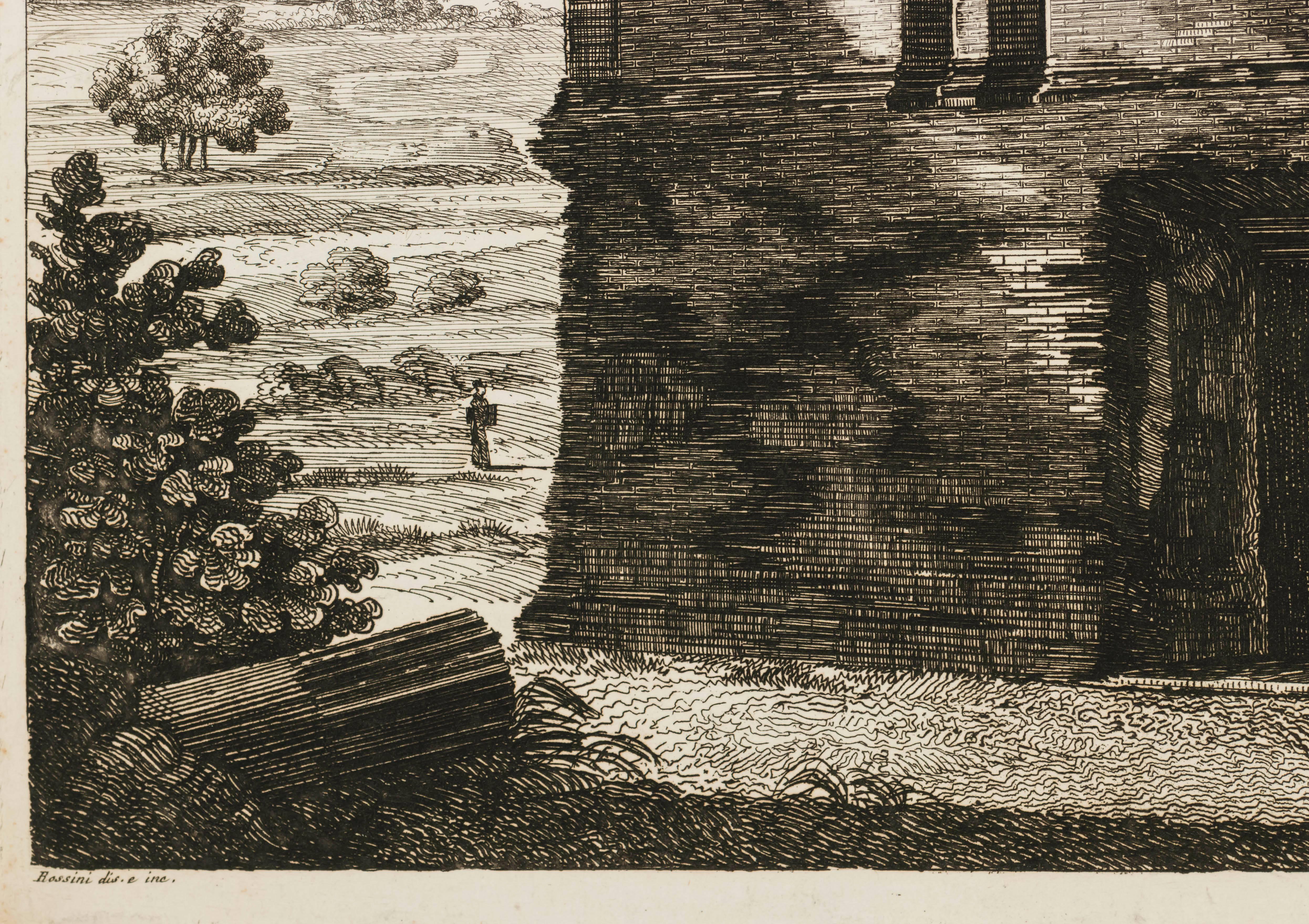 View of the Temple of Camene Rome - Print by Luigi Rossini