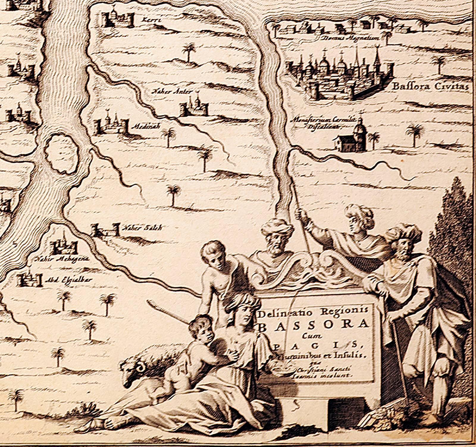 17th Century Map of Tigris and Euphrates Rivers (today Iraq) - Print by Unknown