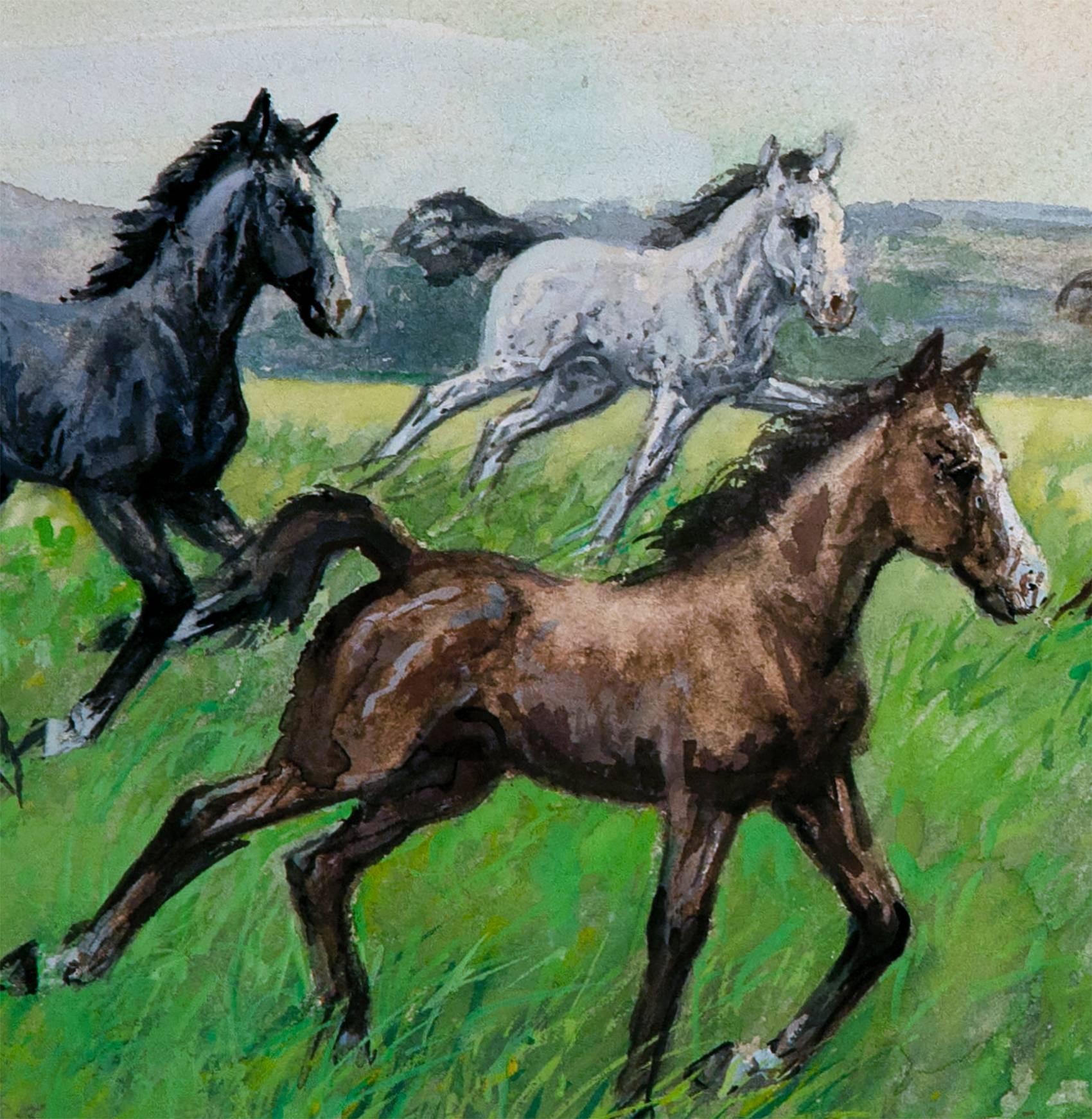 Wild Horses Watercolor - Art by Diana Thorne