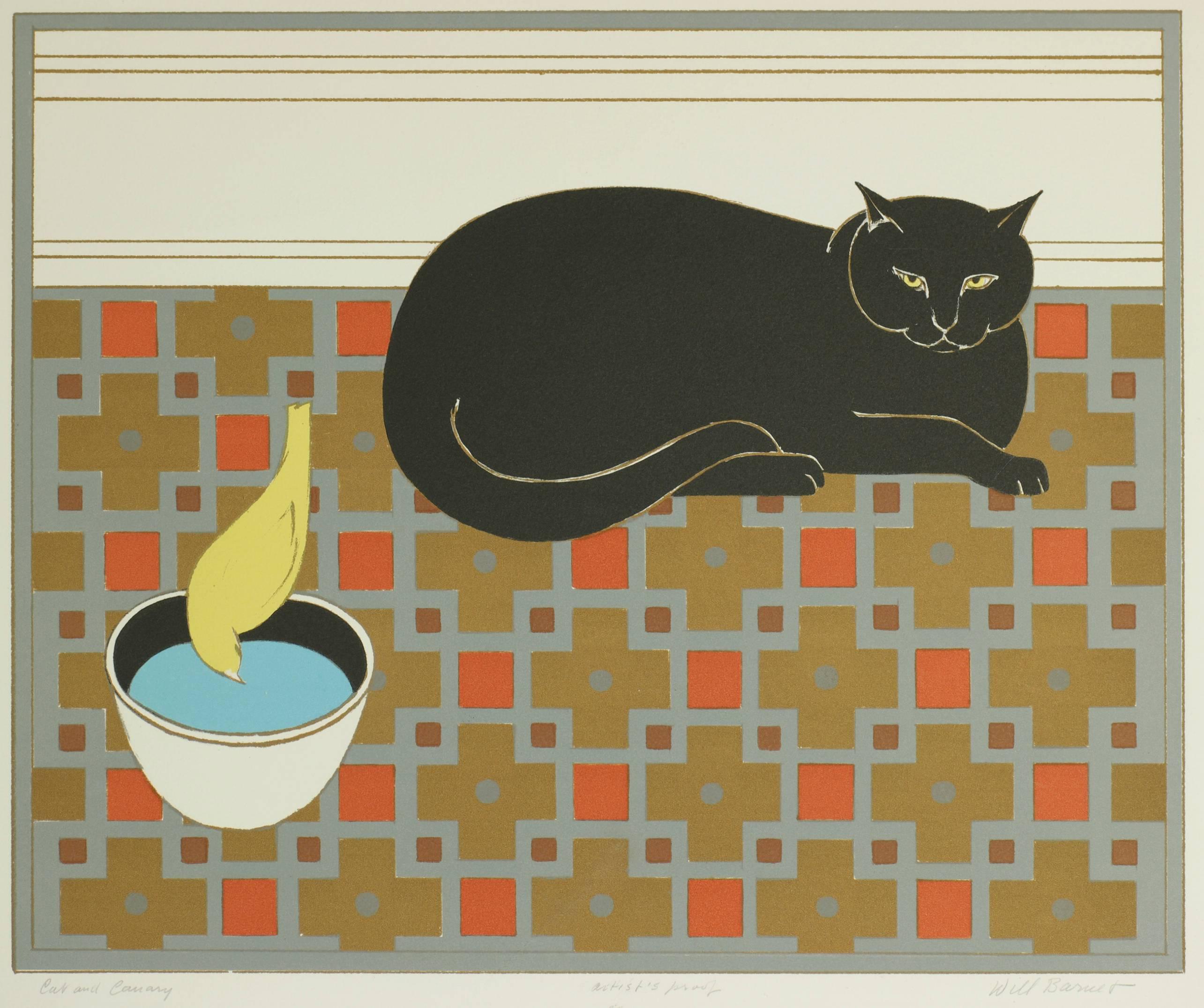 Katzen- und Kanarienfell – Print von Will Barnet