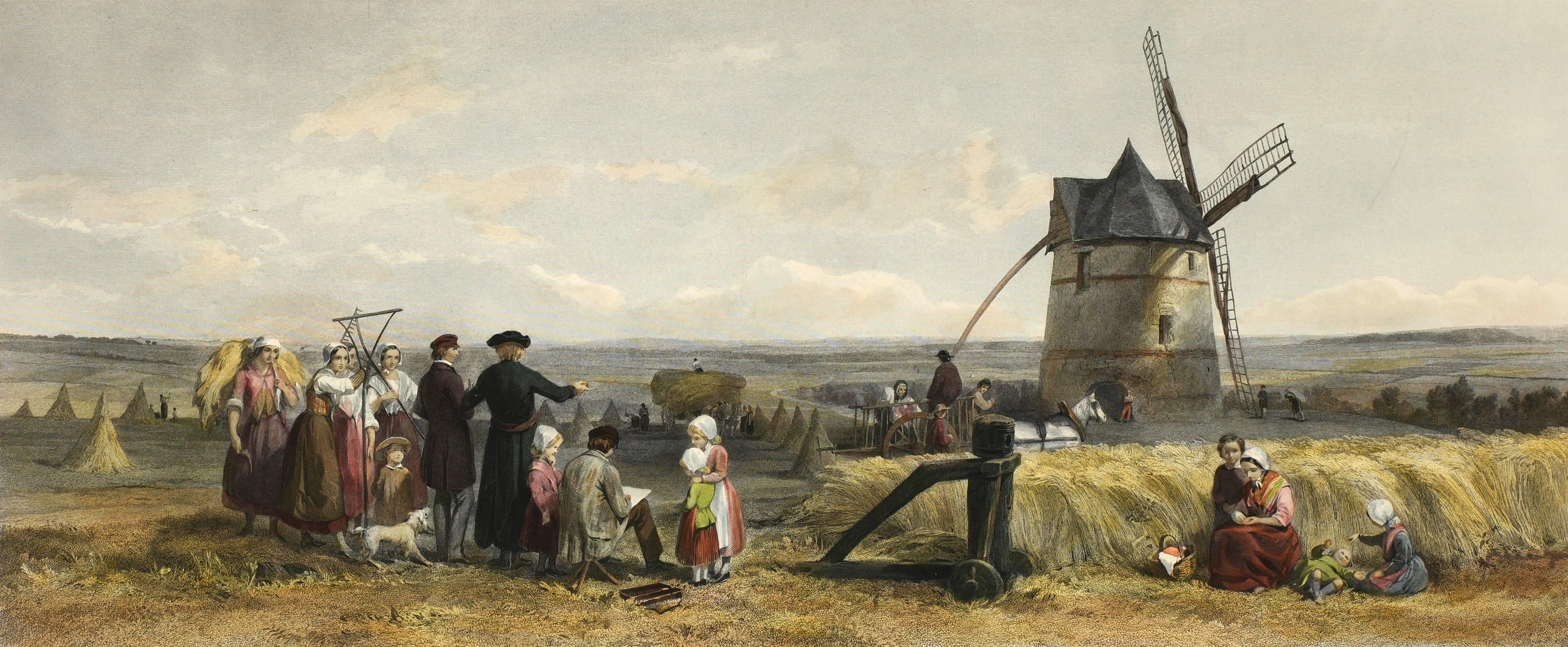 The Field with Windmill  - Print by John Absolom.