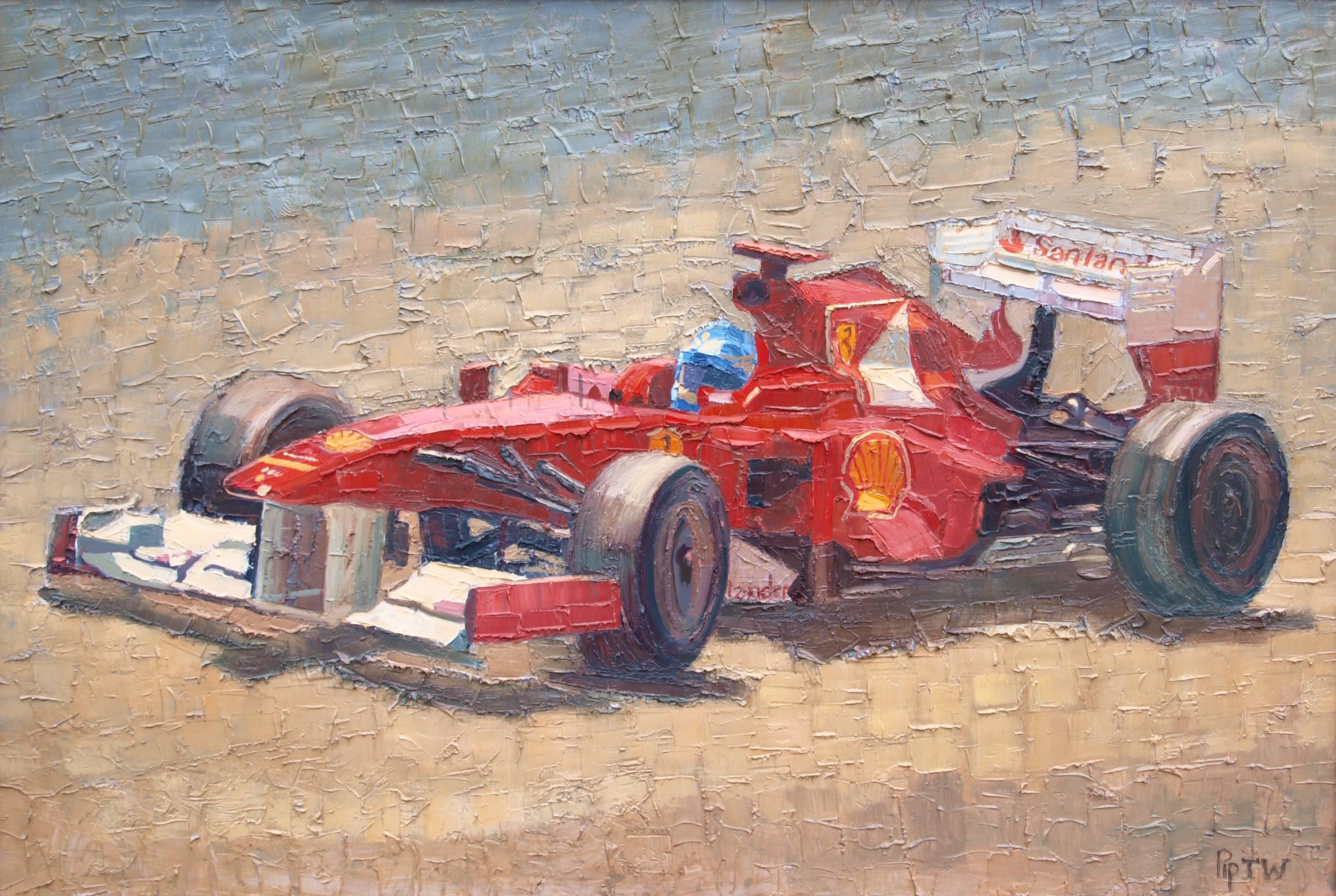 Pip Todd Warmoth Figurative Painting - Ferrari Hits the Sun