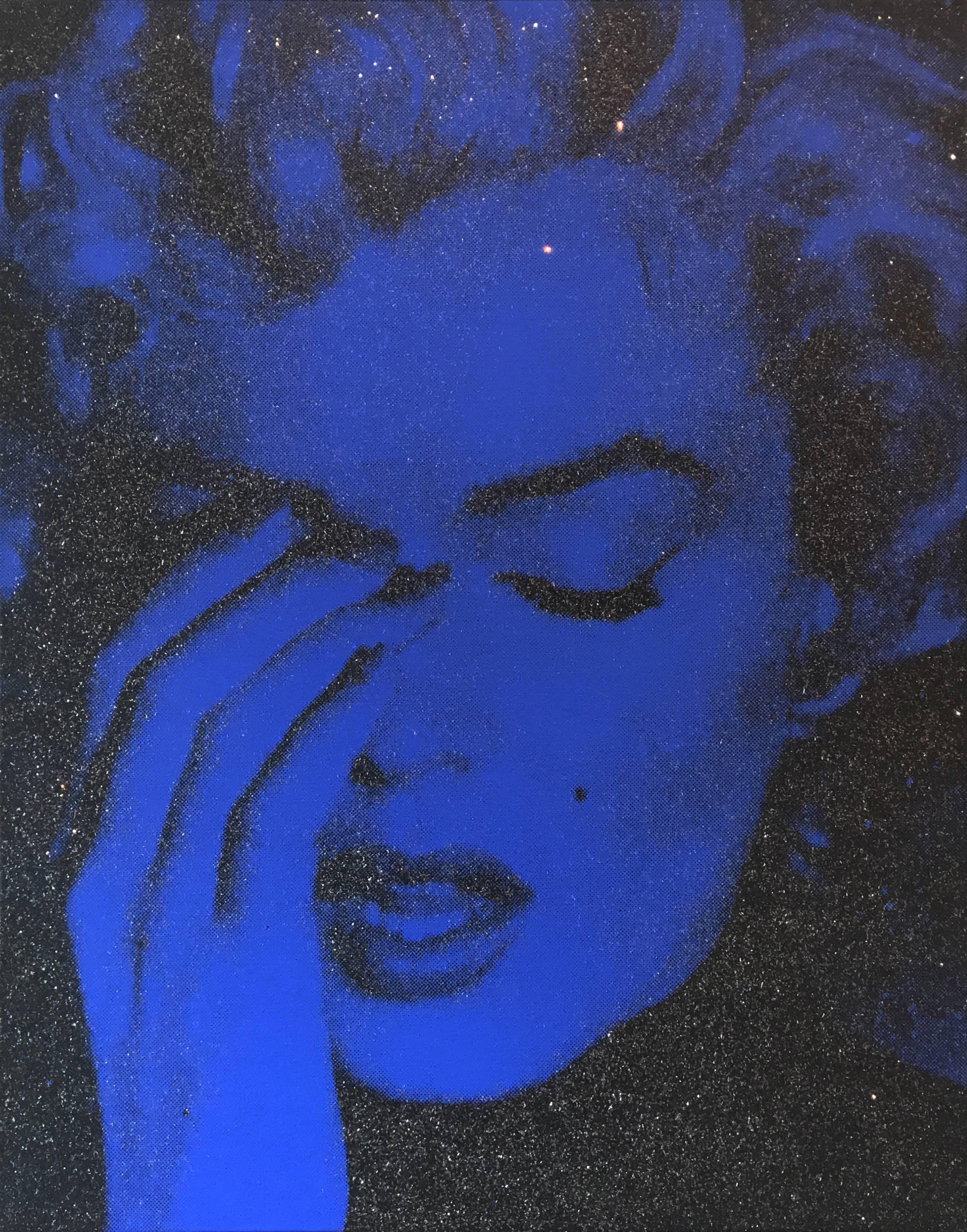Marilyn Crying Blue - Mixed Media Art by Russell Young