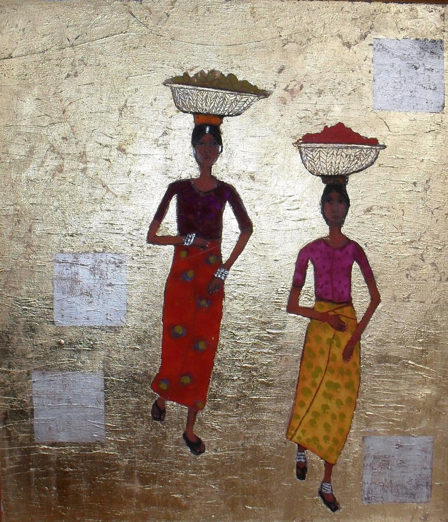 Susan Jayne Hocking Figurative Painting - Indian Girls