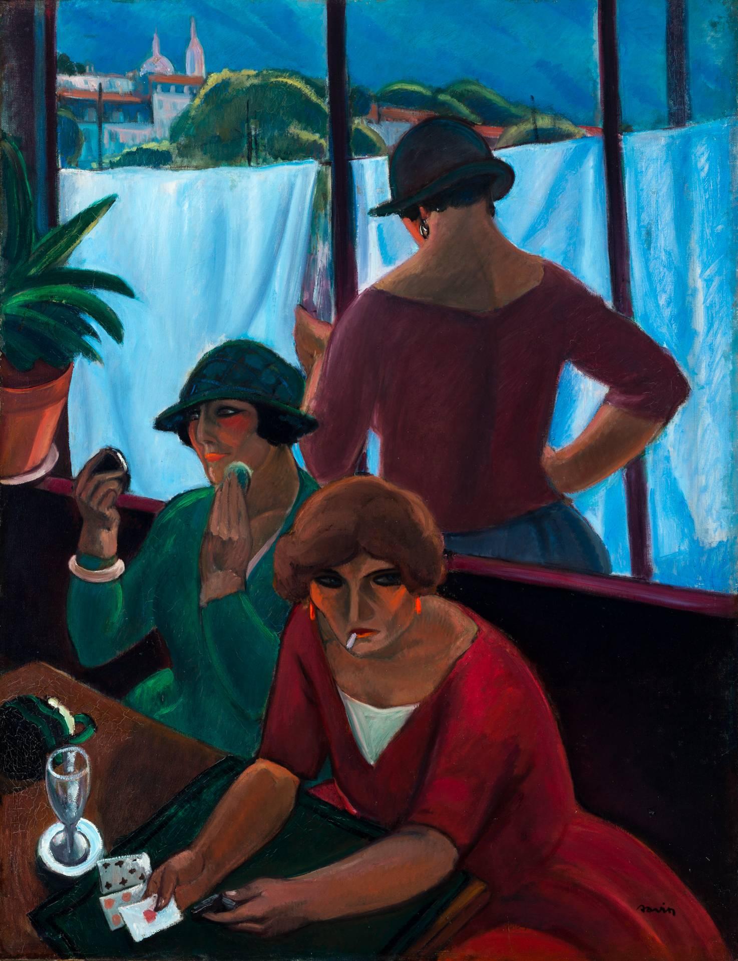Maurice Louis Savin Figurative Painting - Women having a drink, circa 1930