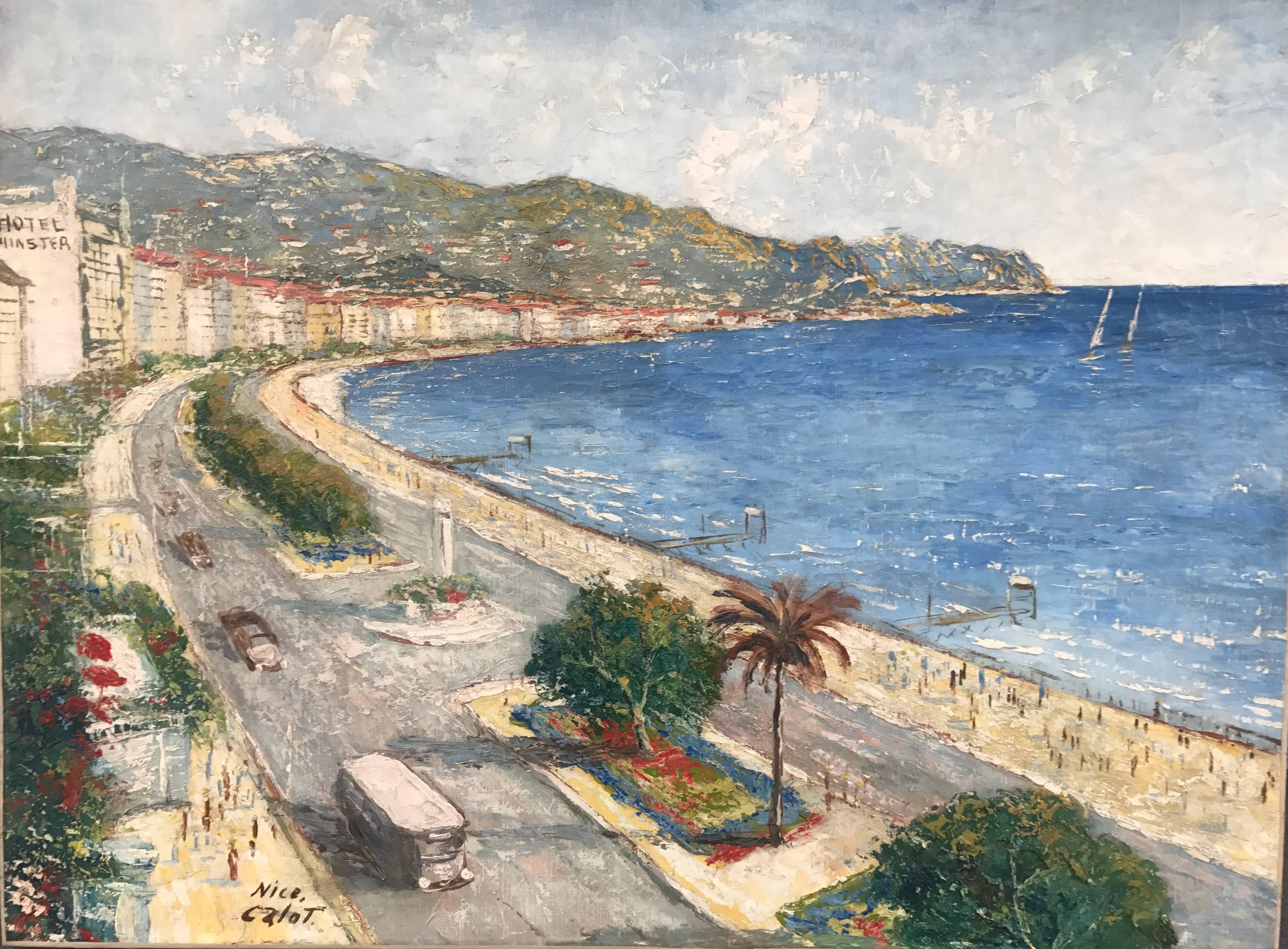 Marie Calot Figurative Painting - "Promenade des anglais, Nice, France"