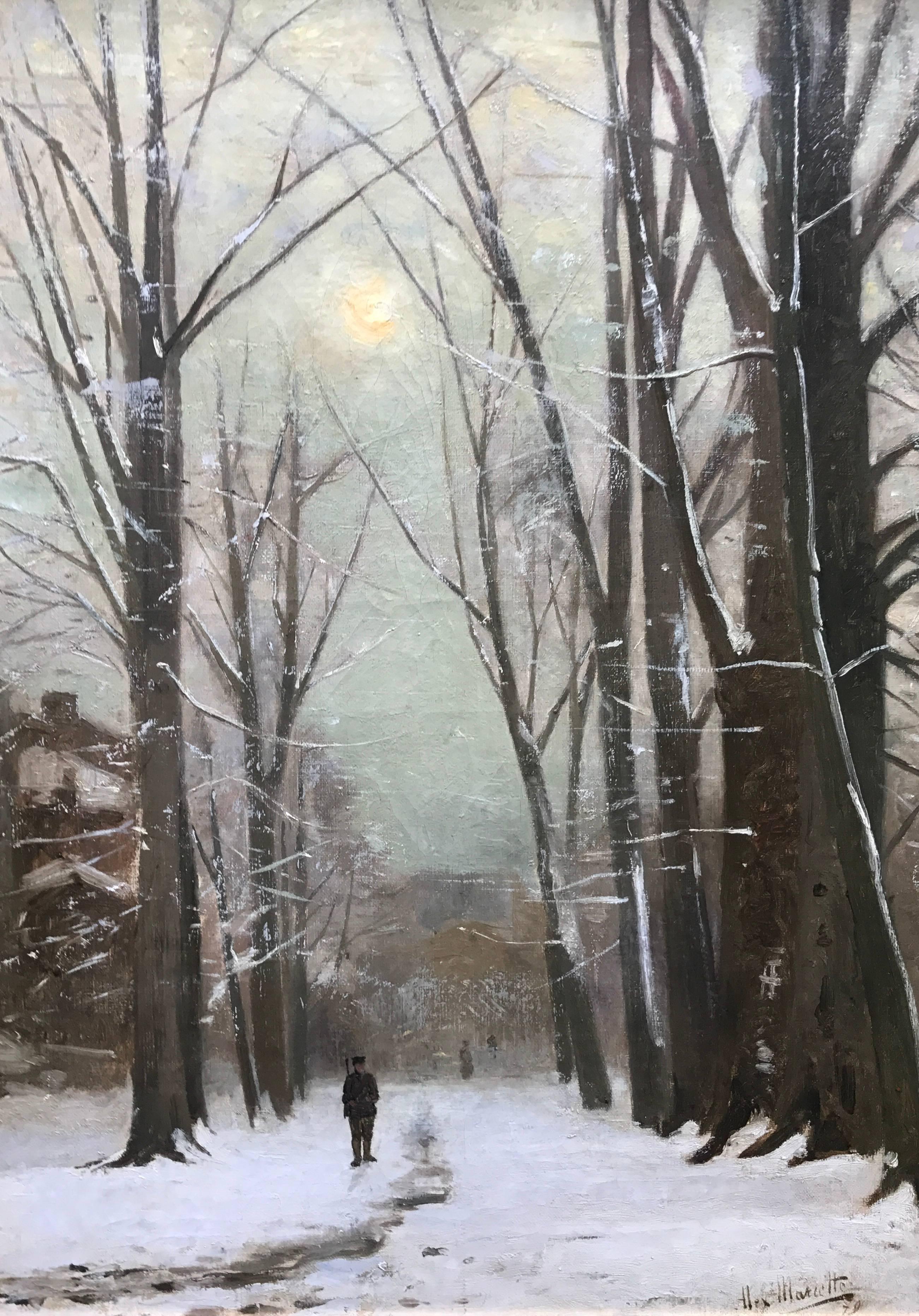 Winter landscape - Painting by Alexandre Marcette