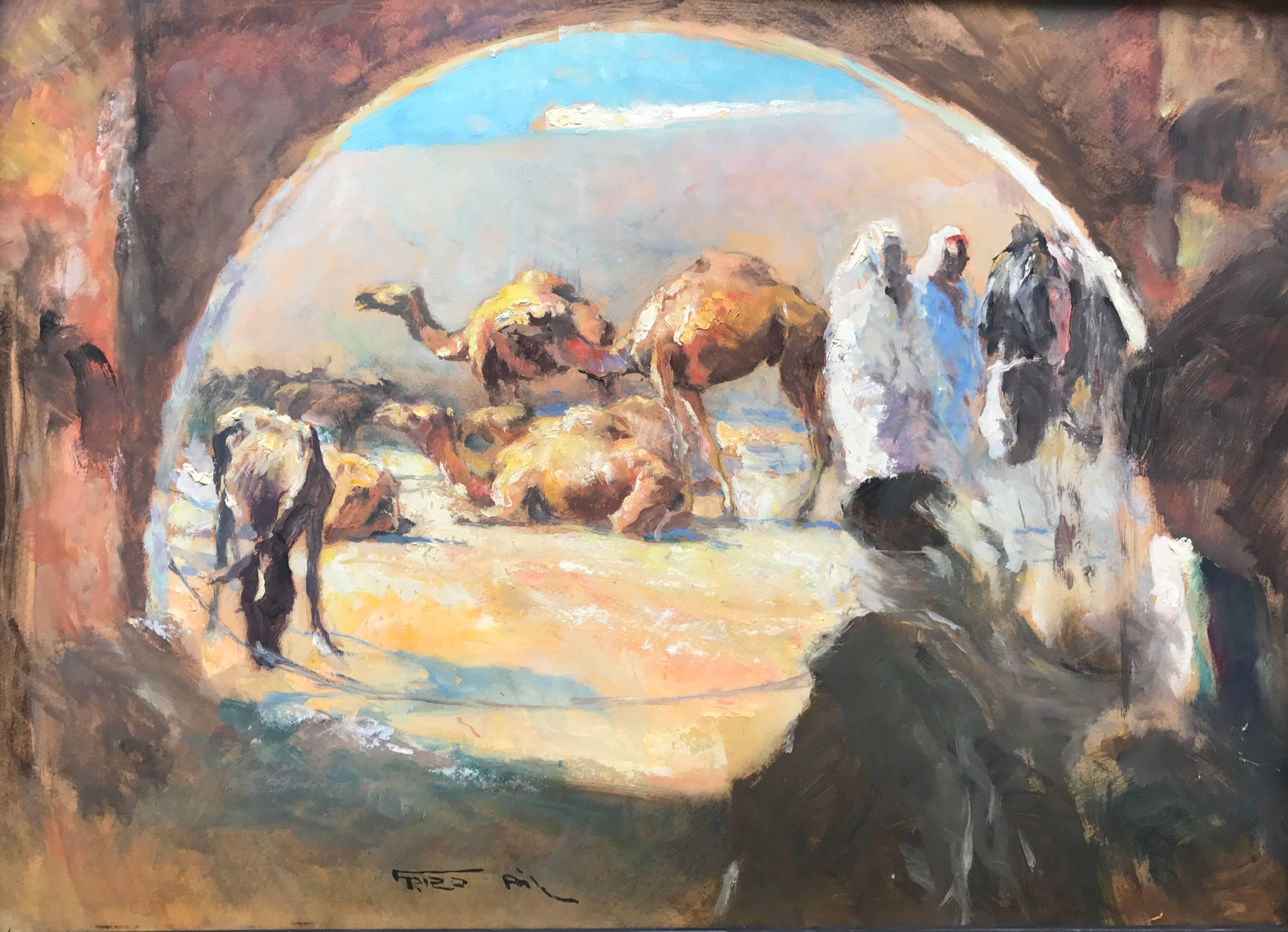 Rest in the desert - Painting by Pal Fried
