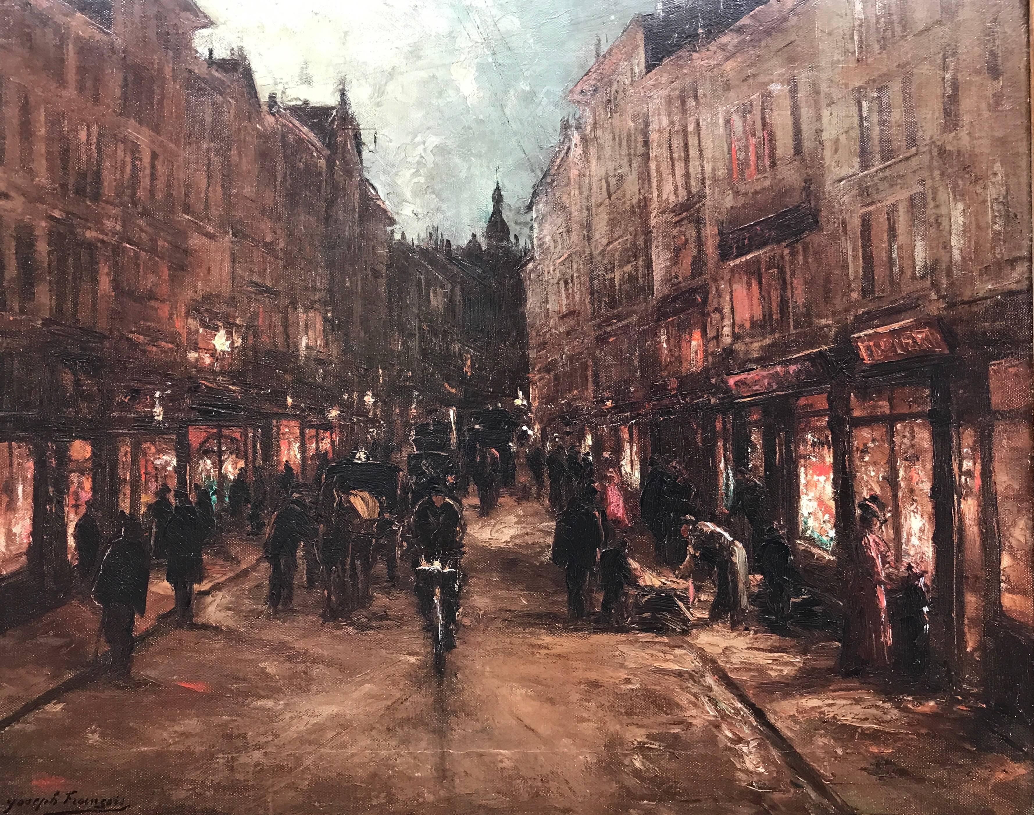 Joseph François Figurative Painting - "Streetscene in Brussels"